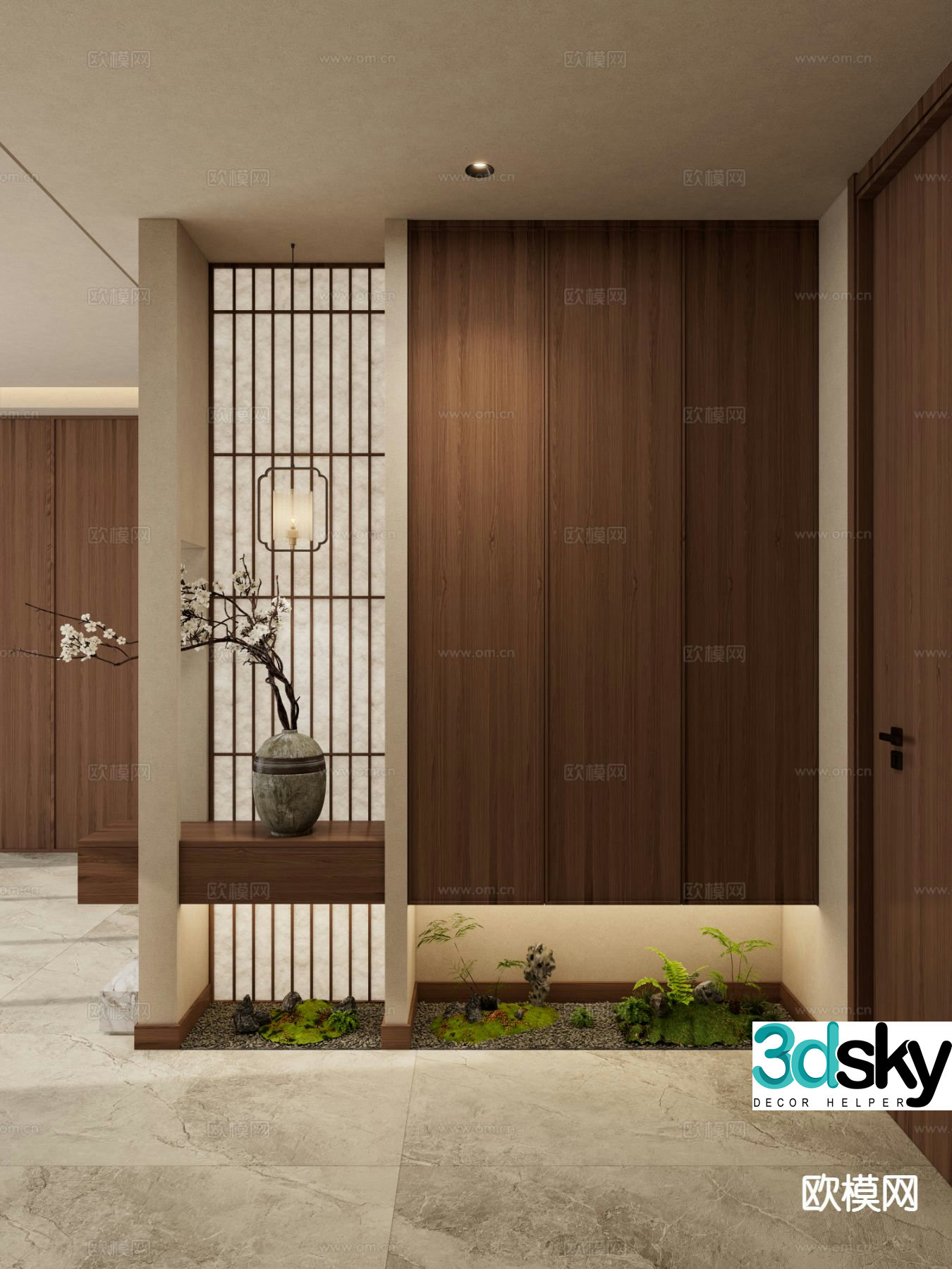 New Chinese style entrance hall hallway 3D model