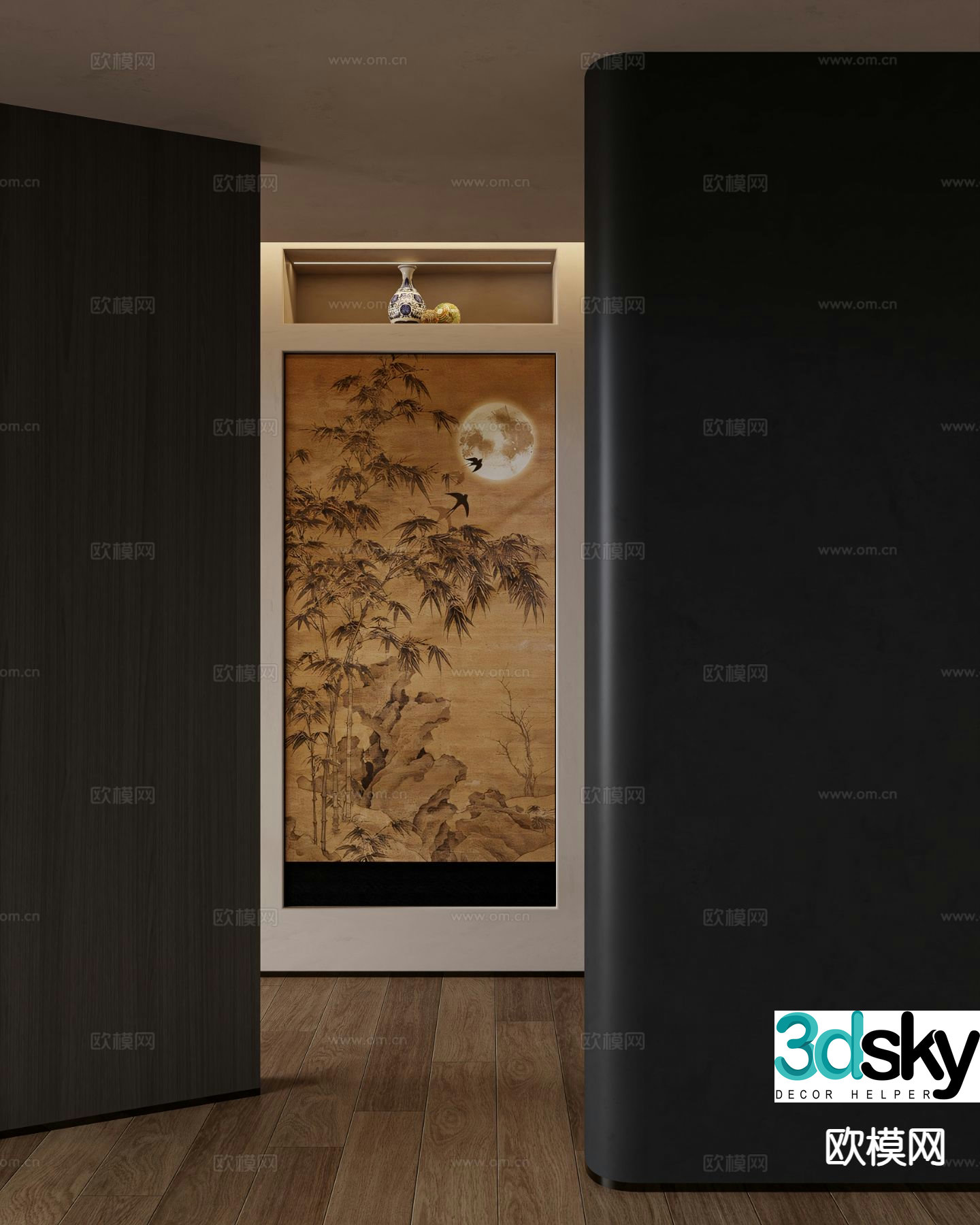 Chinese Zen hanging painting ancient painting decorative painting 3D model