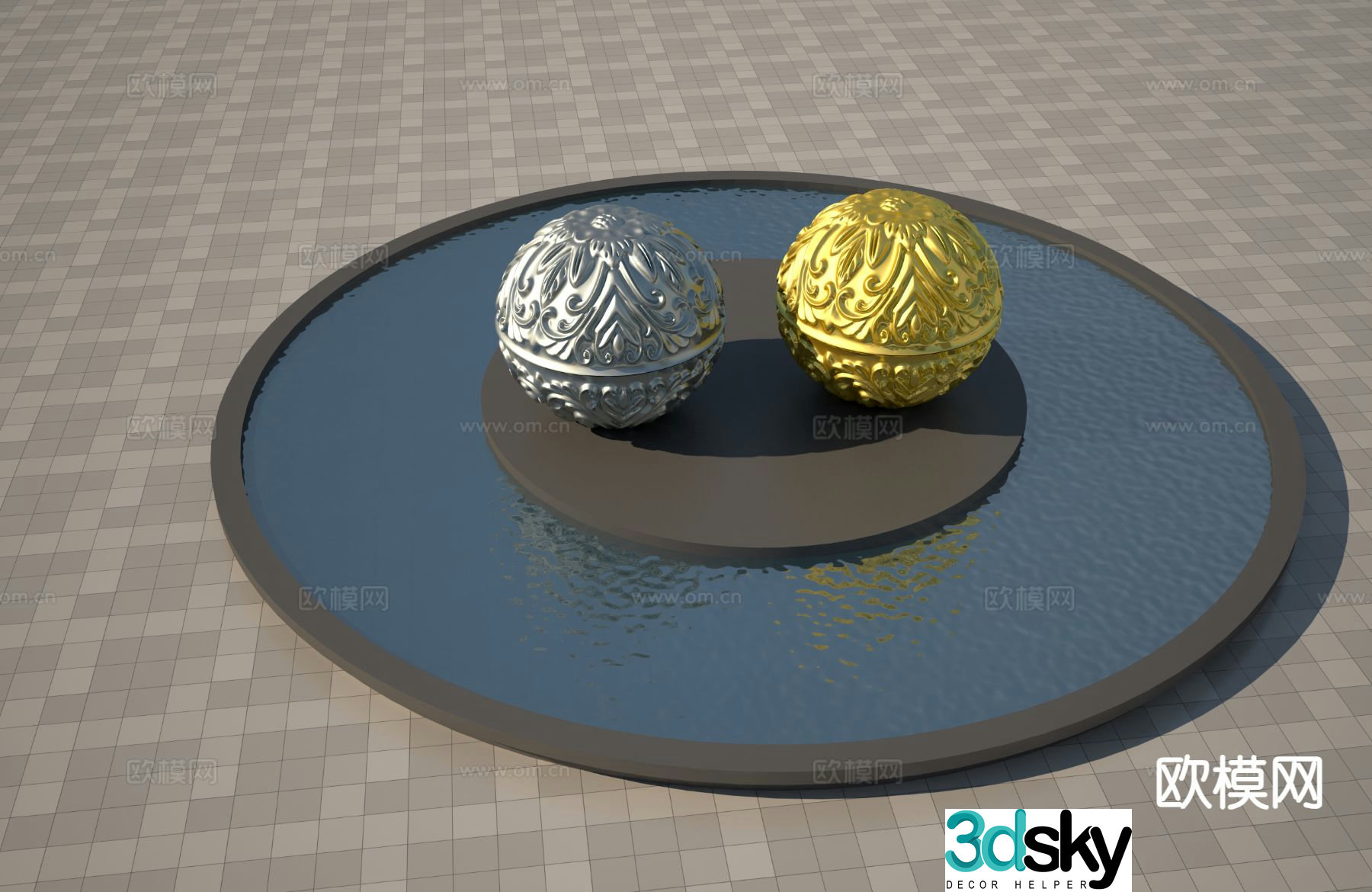 Nuclear Sculpture Feng Shui Ball Urban Sculpture 3D Model