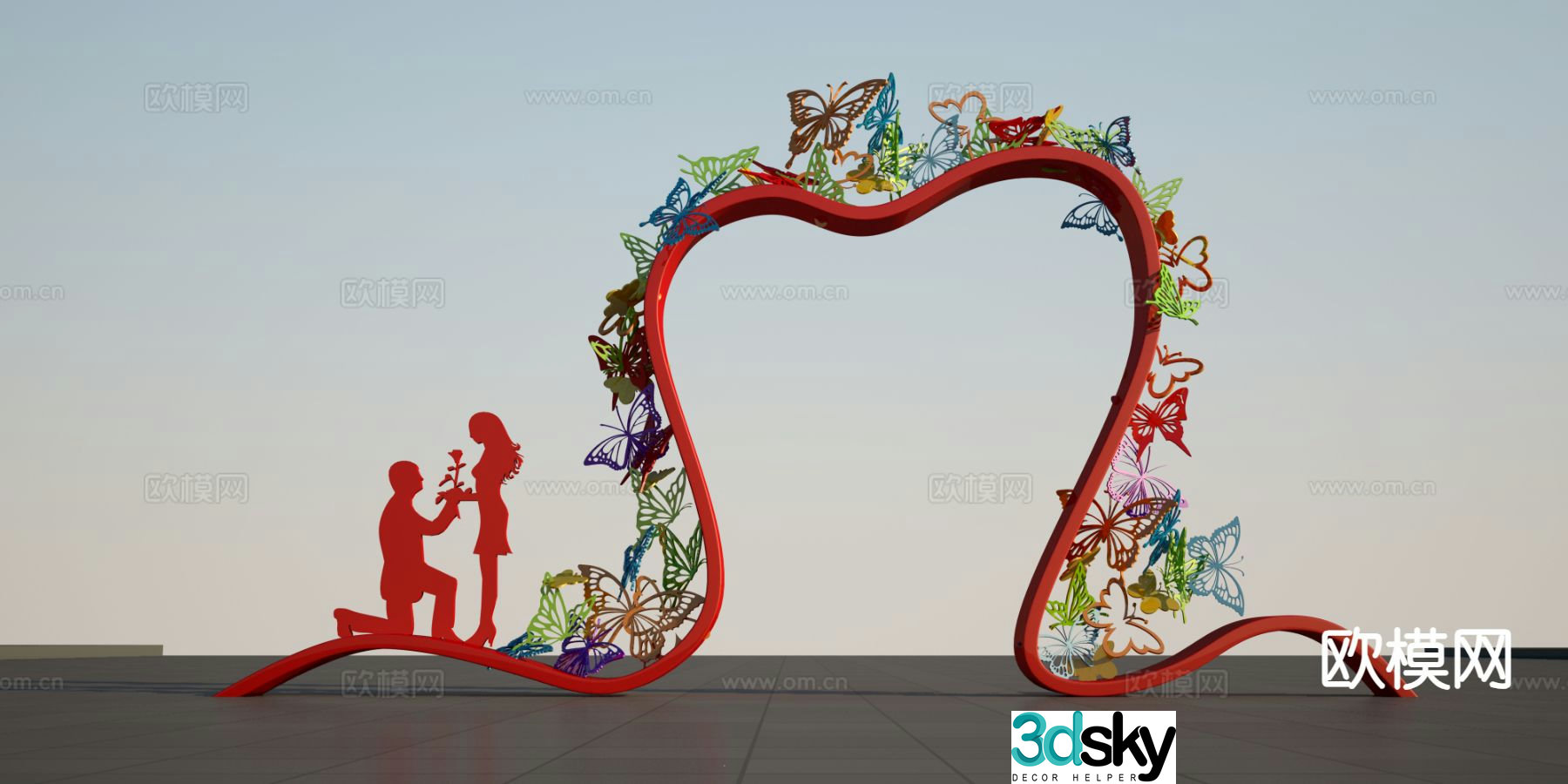 Love sculpture butterfly sculpture 3d model