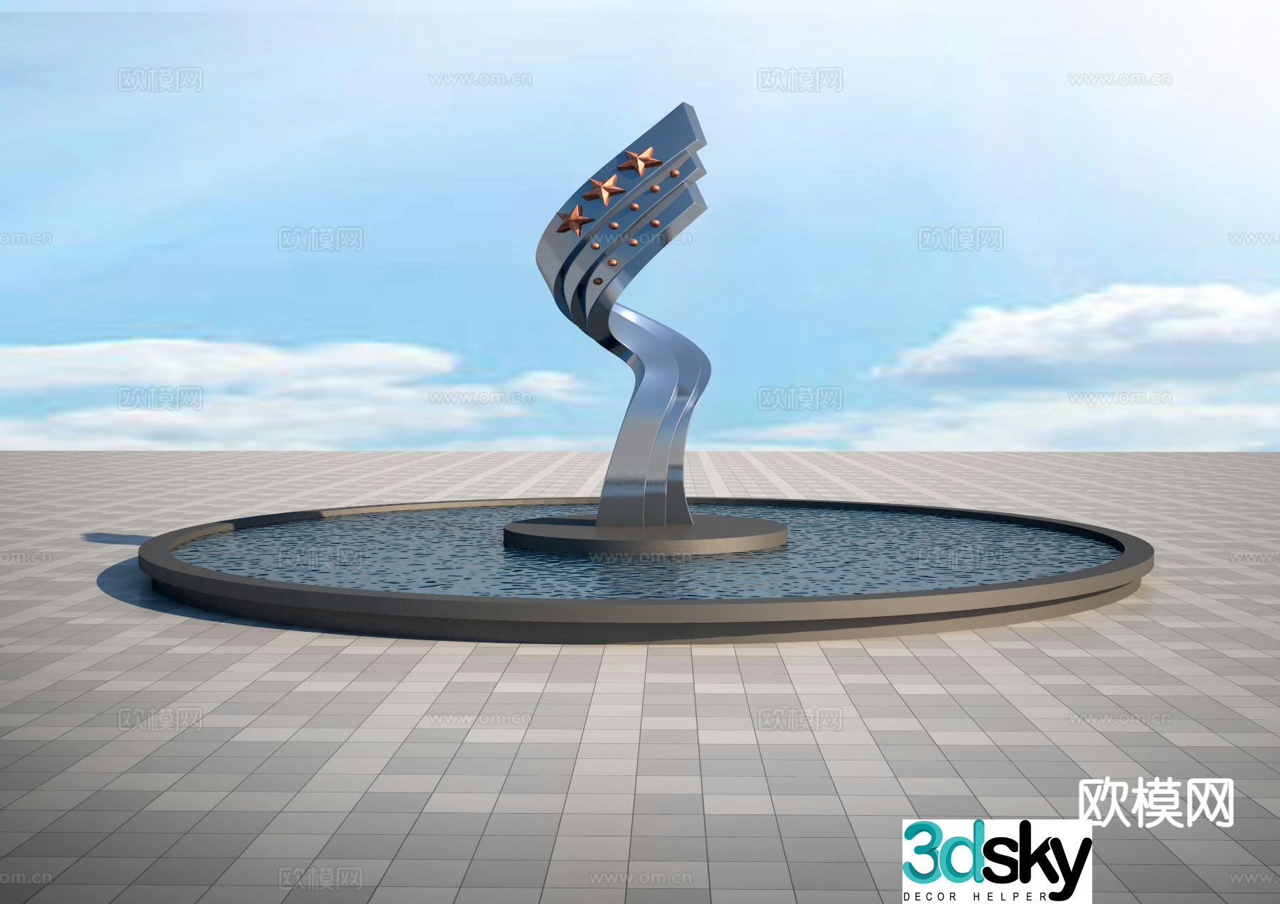 Abstract hand sculpture urban sculpture 3d model