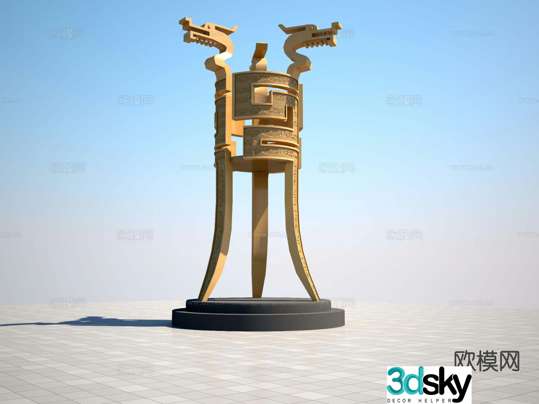 Chinese wine bottle sculpture landscape sculpture 3D model