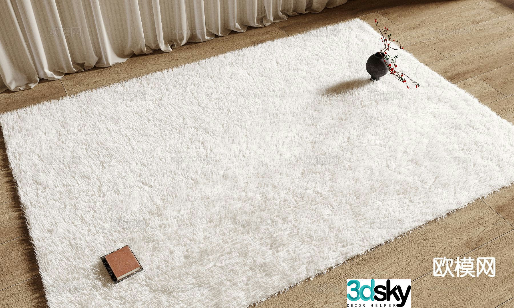 Short plush carpet 3d model