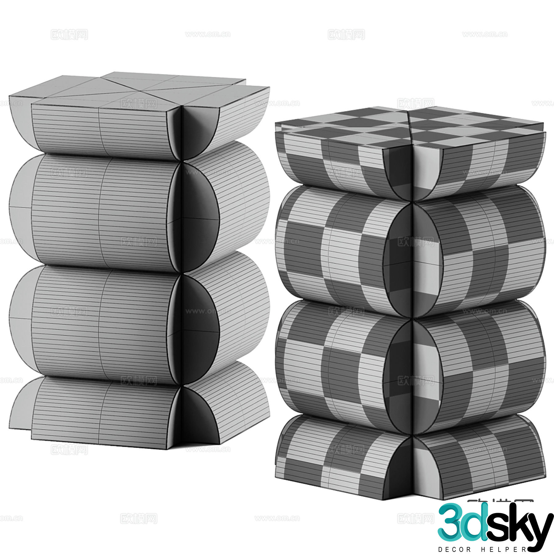Medieval style side table corner table table table 3D model