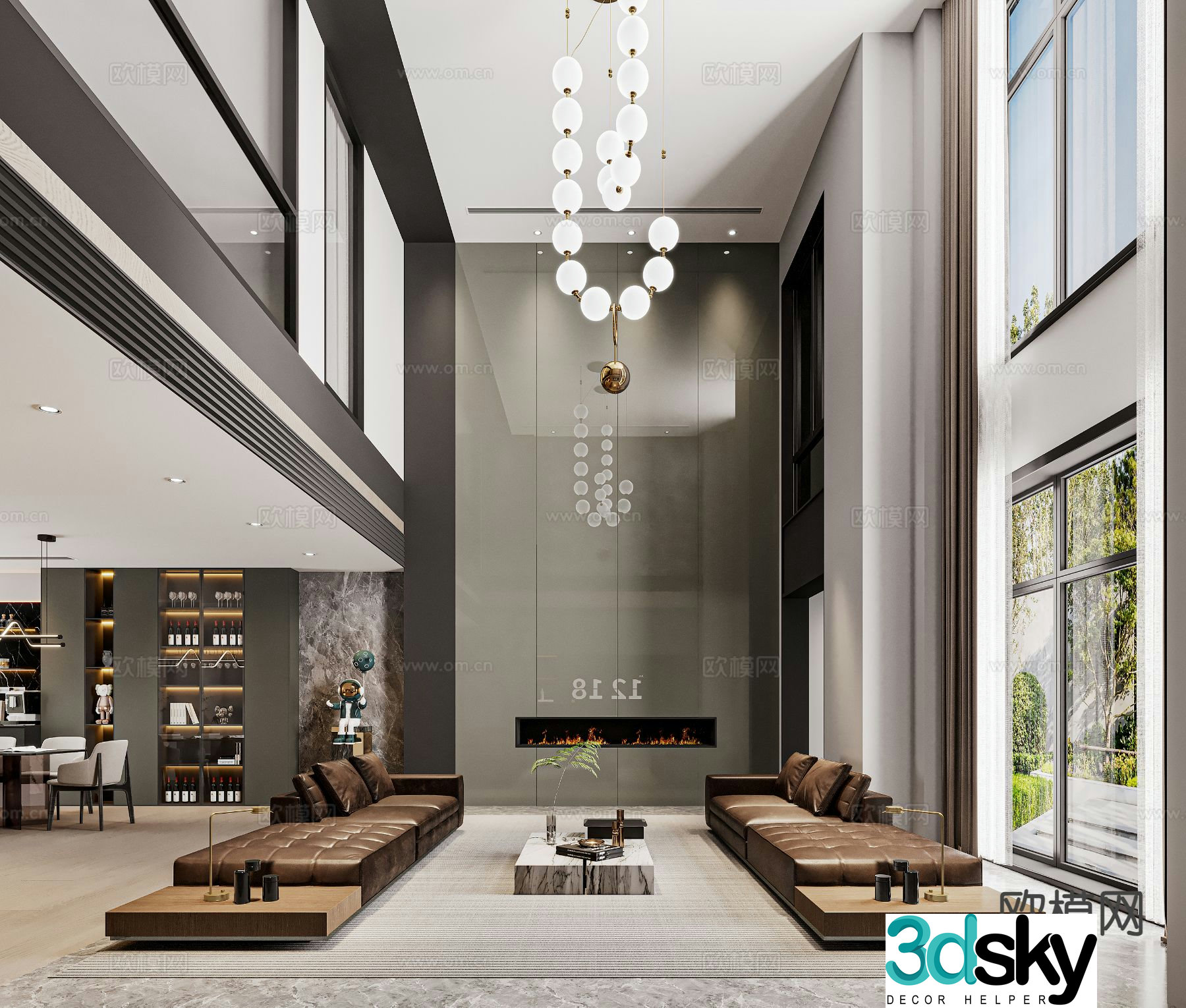 Modern villa guest dining room 3D model