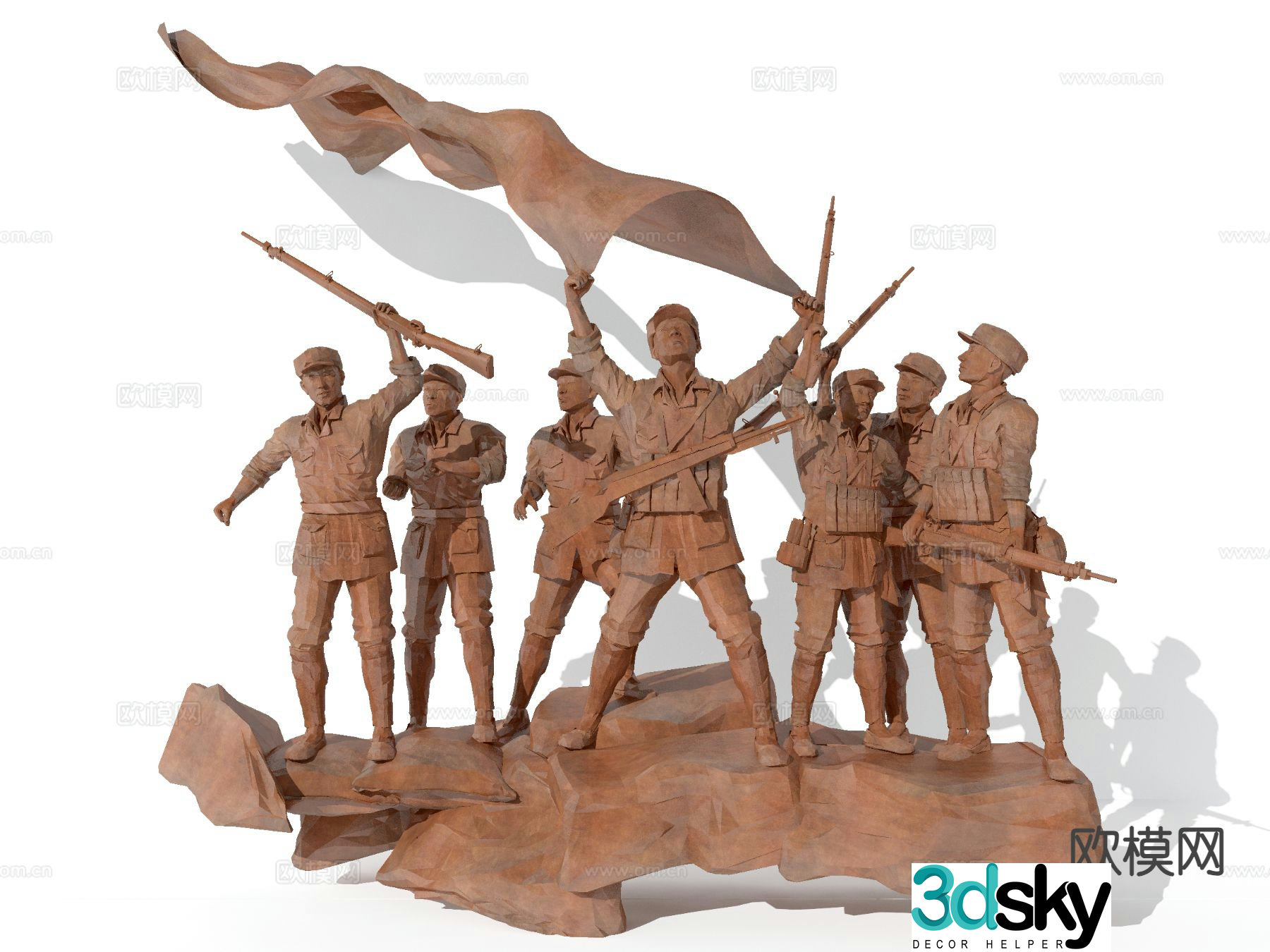 Revolutionary Sculpture Red Army Sculpture Figure Sculpture 3D Model