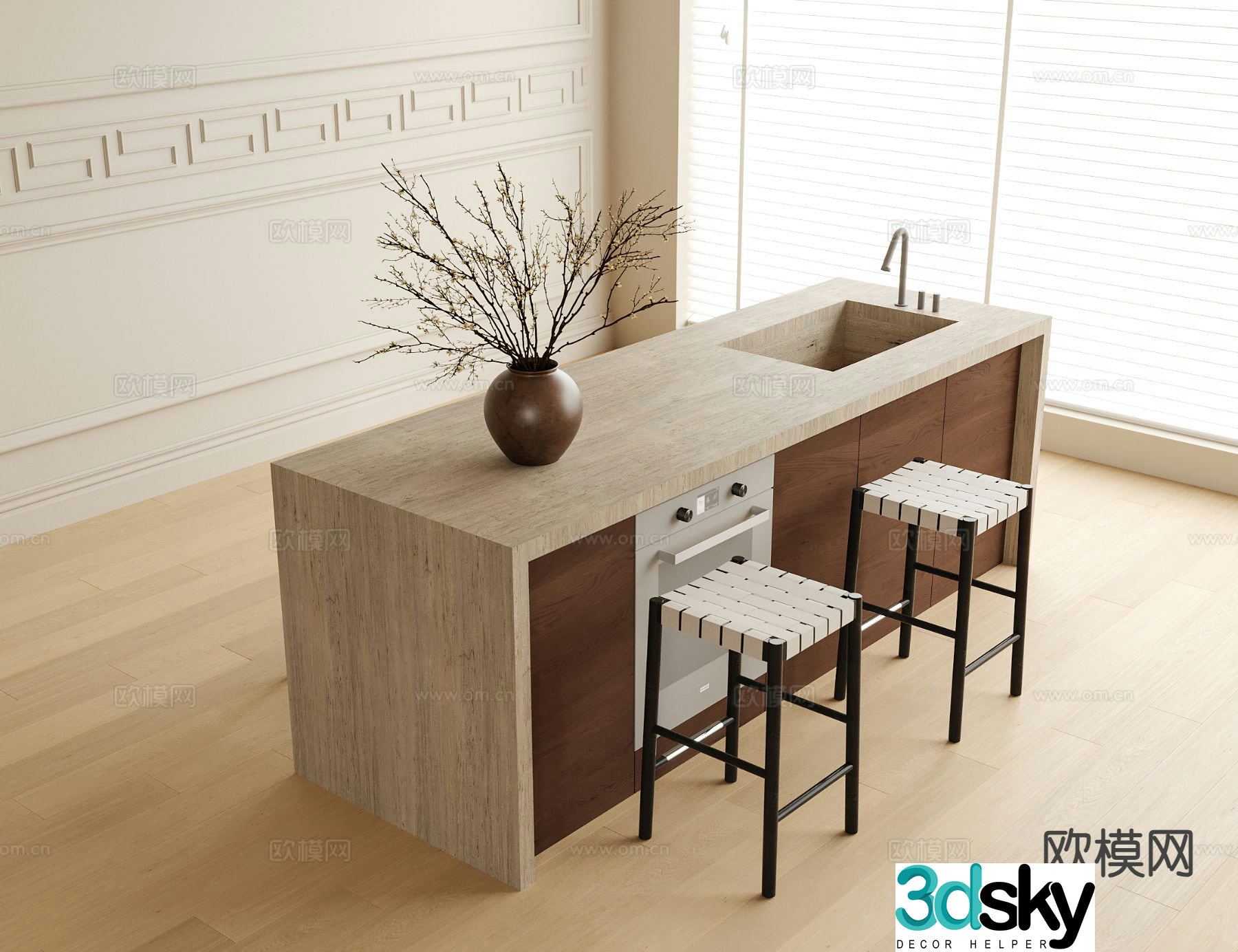 Nakashima bar water bar 3d model
