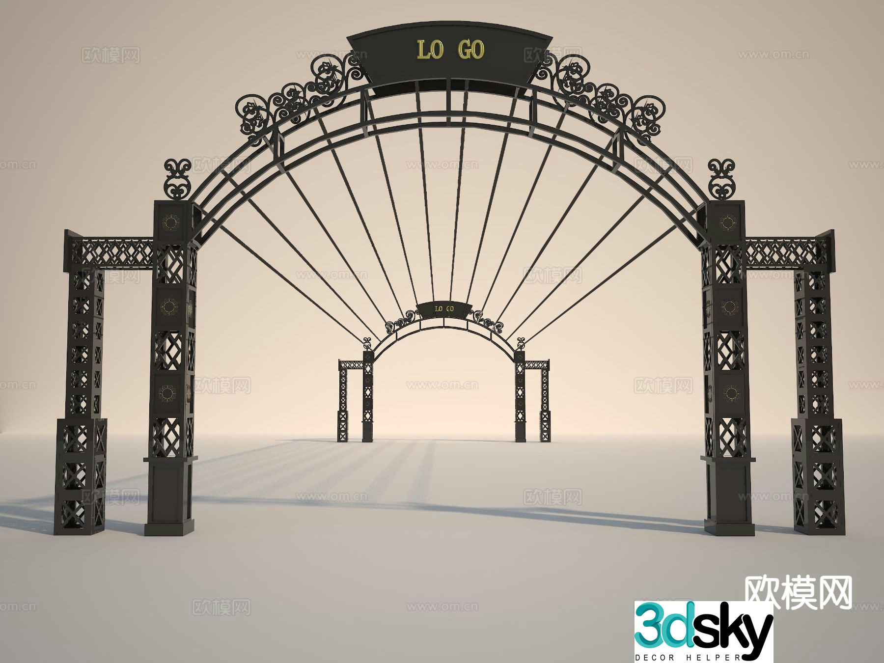 Wrought iron frame garden frame 3D model