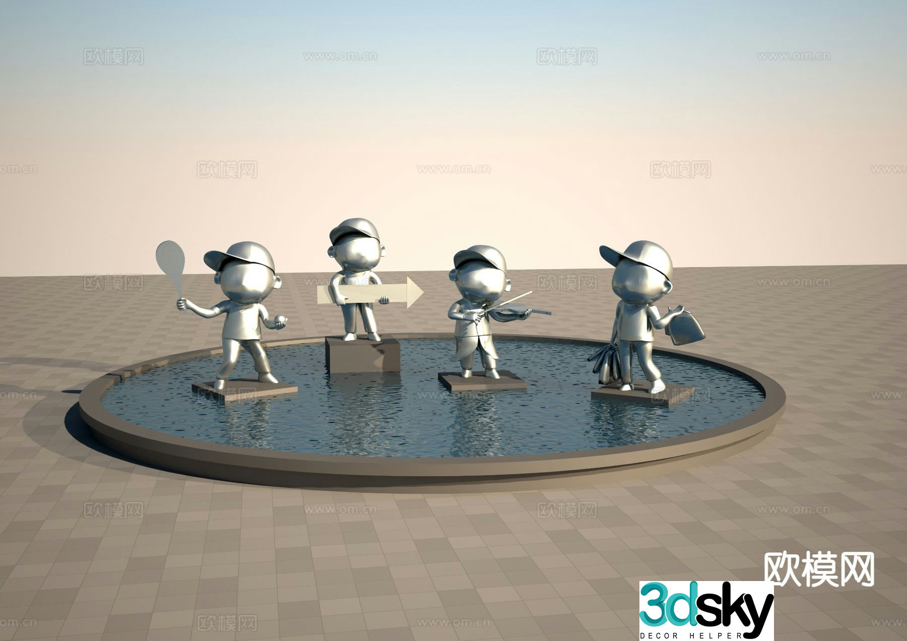 Modern cartoon character sculpture 3d model