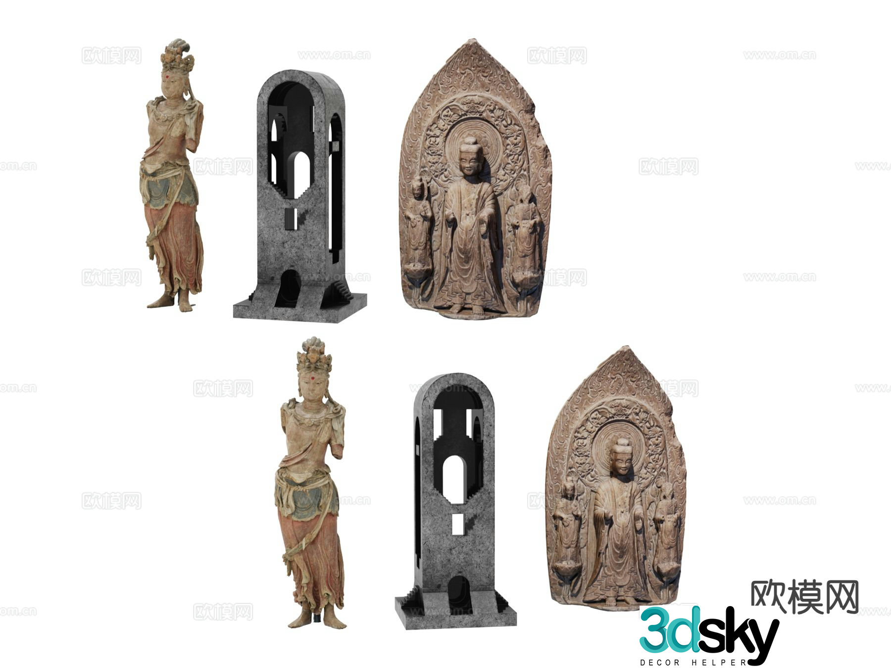 Chinese style Buddha statue 3d model