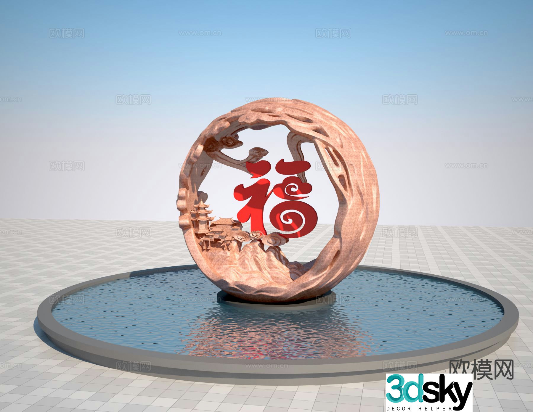 Modern blessing sculpture 3d model