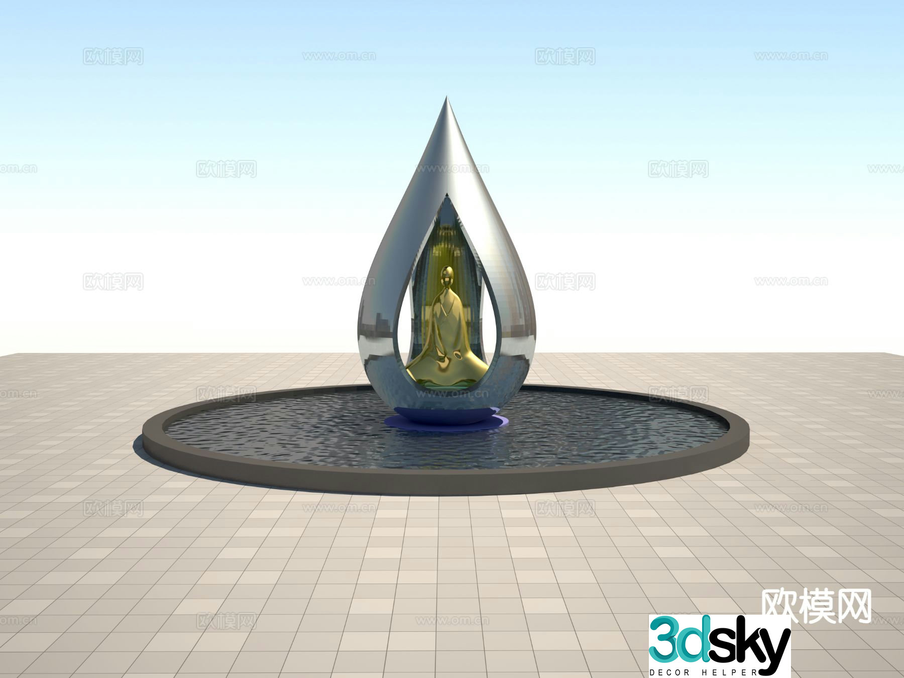 Chinese style Buddha sculpture 3d model