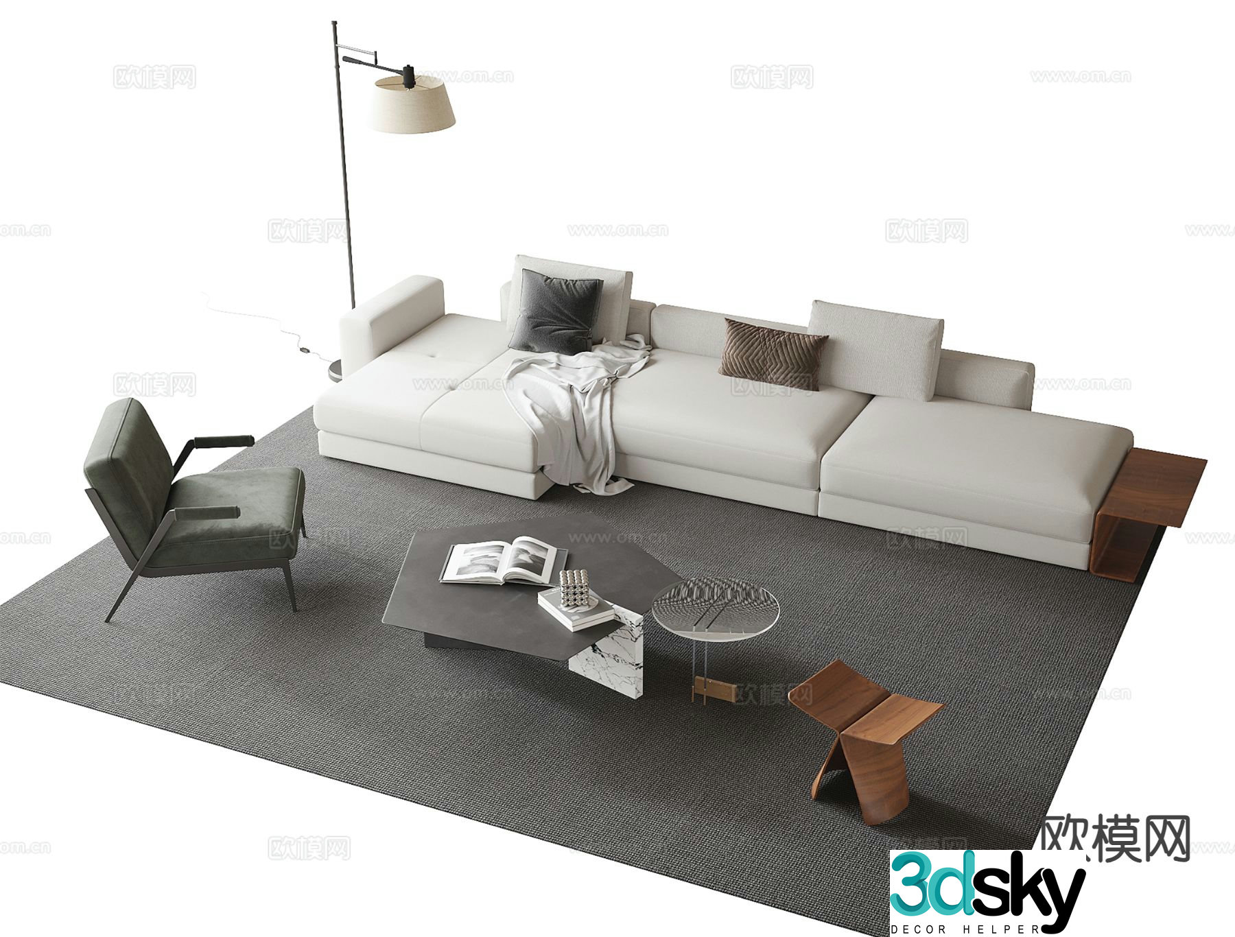 Modern sectional sofa 3d model
