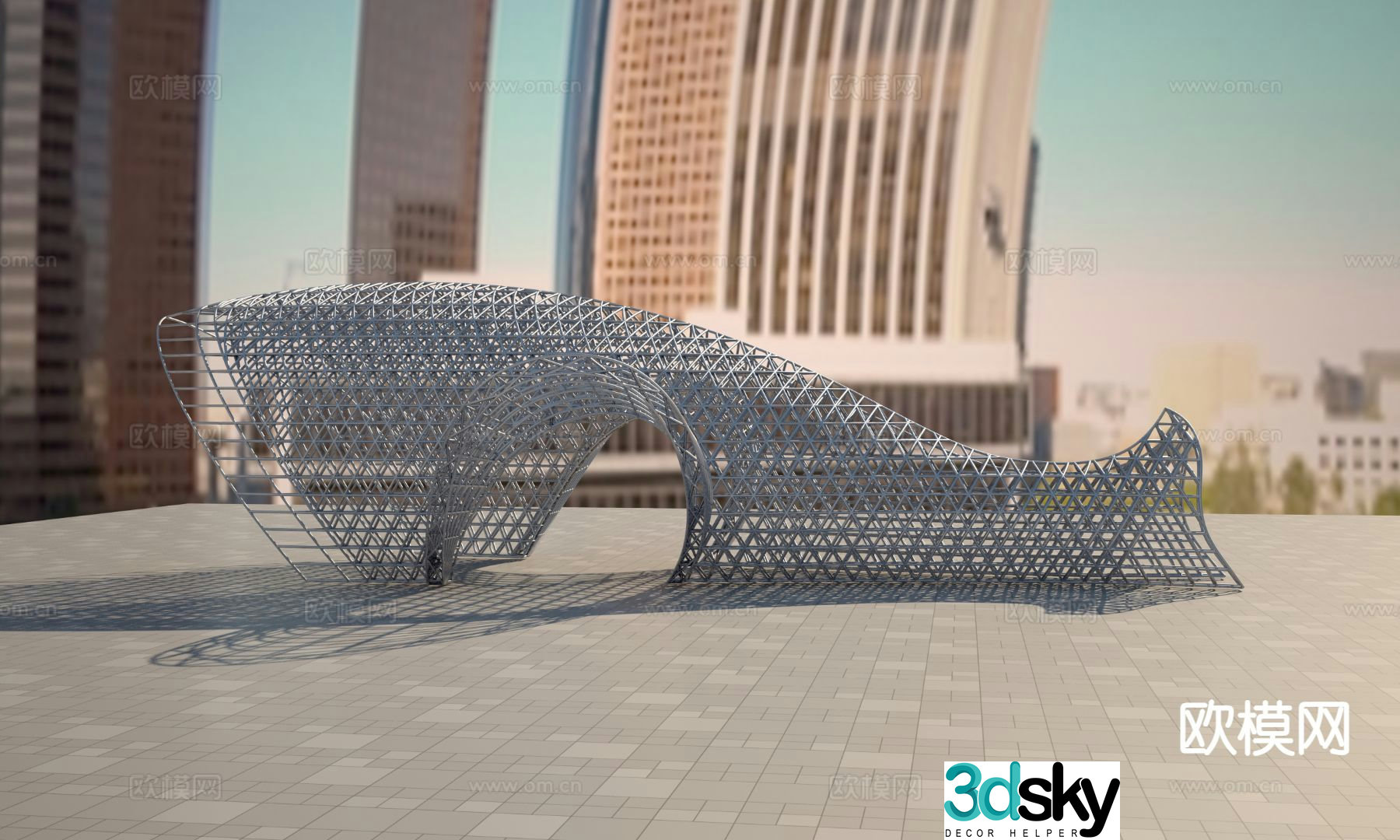 Modern braided fish sculpture 3d model