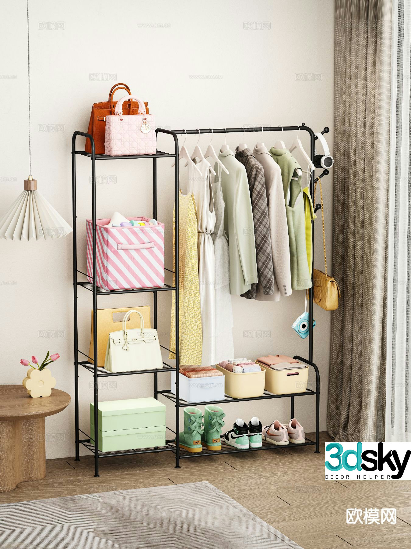 Modern clothes rack coat rack 3d model