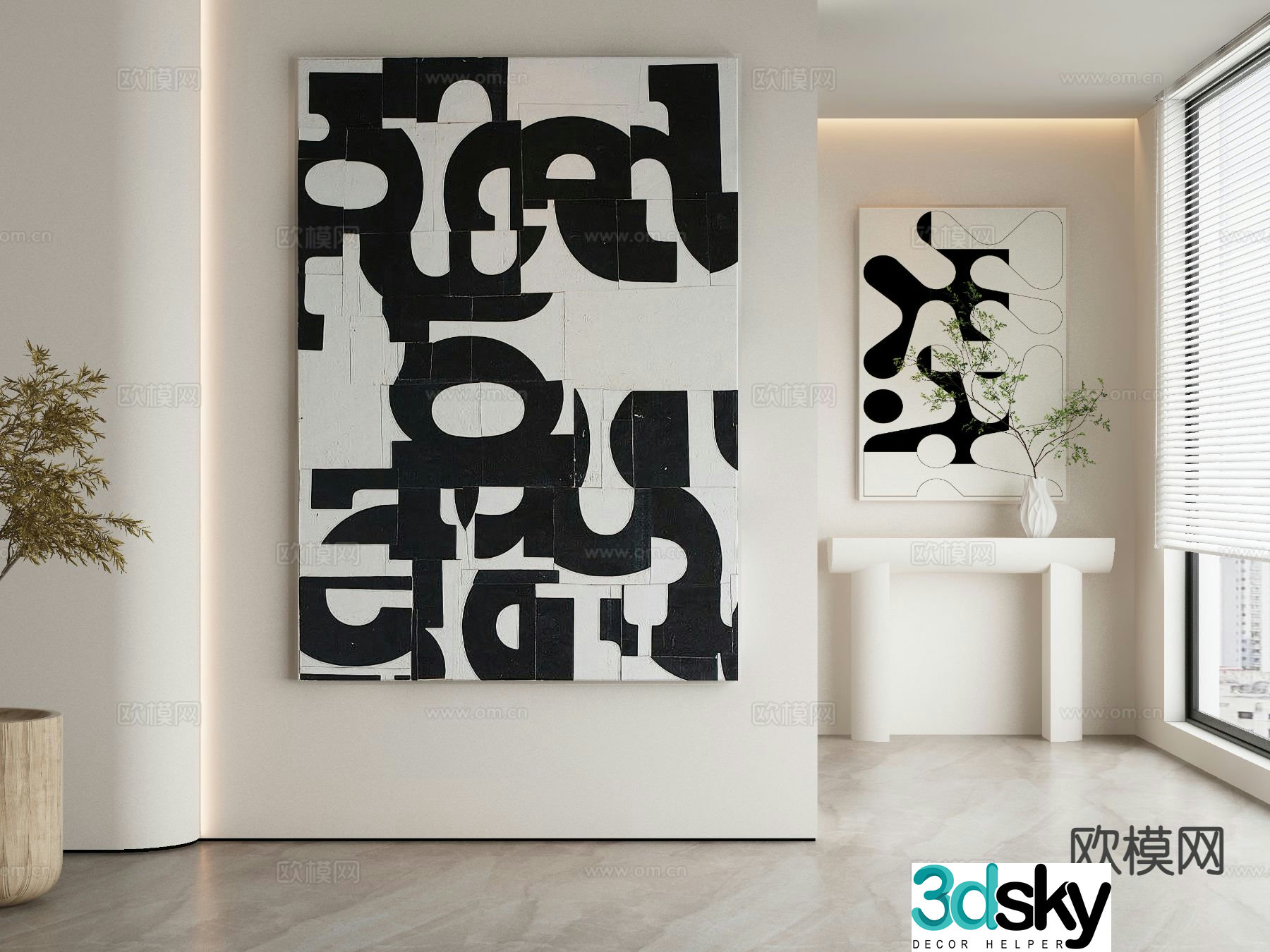 Modern art painting texture painting decorative painting 3d model