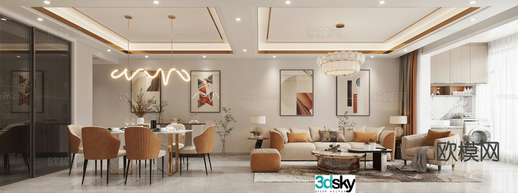 Light luxury restaurant 3D model