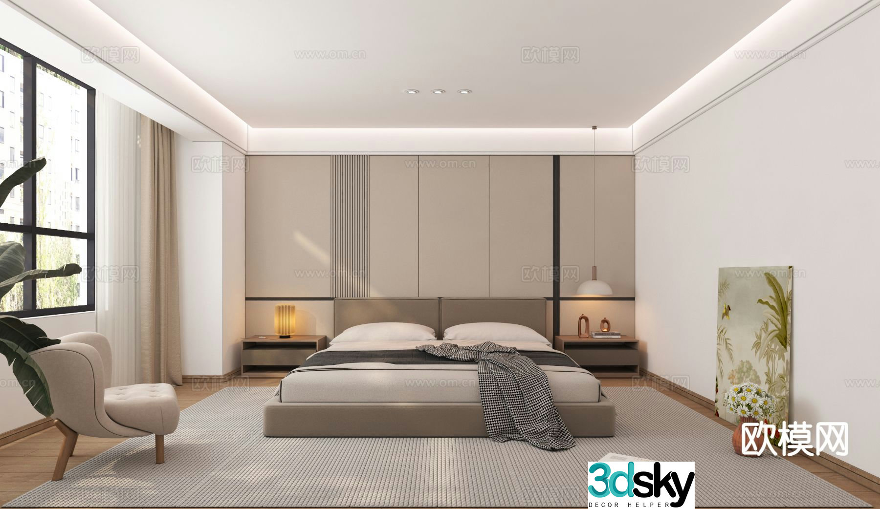 Modern bedroom master bedroom 3d model