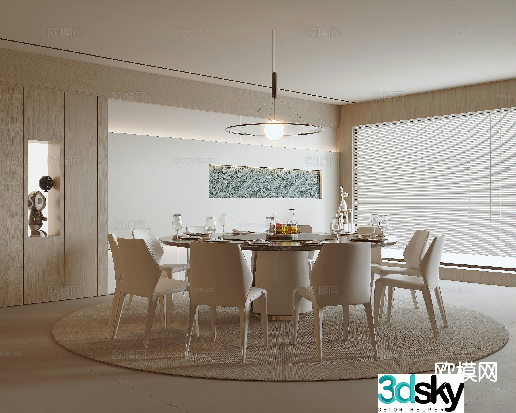 Cream style restaurant 3d model