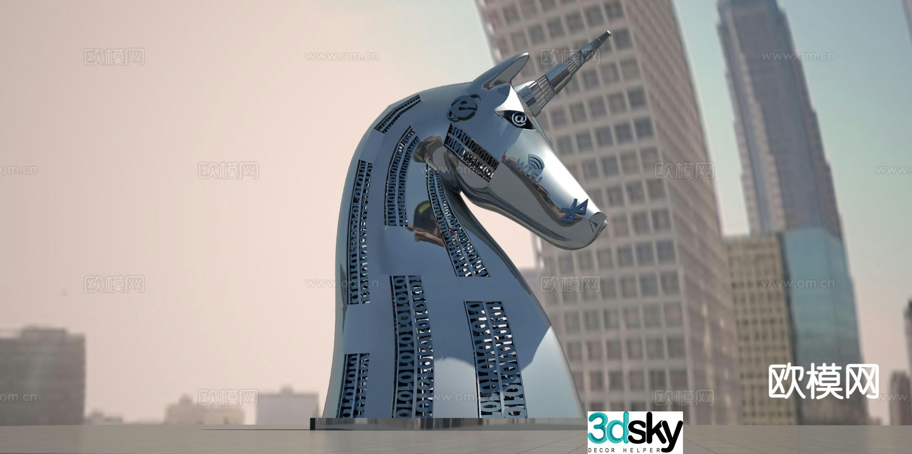 Modern unicorn sculpture 3d model