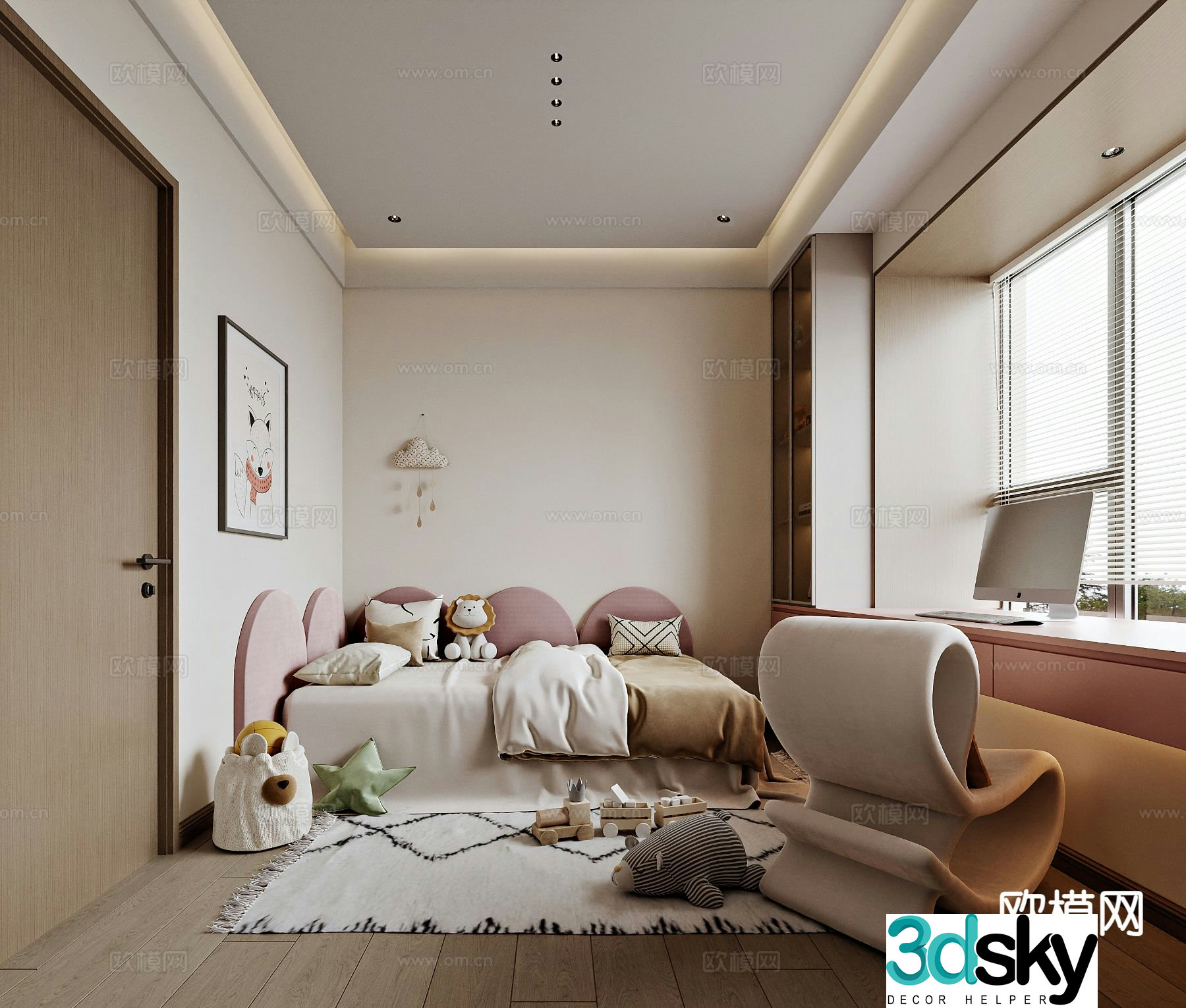 Modern second bedroom children’s room girl’s room 3d model