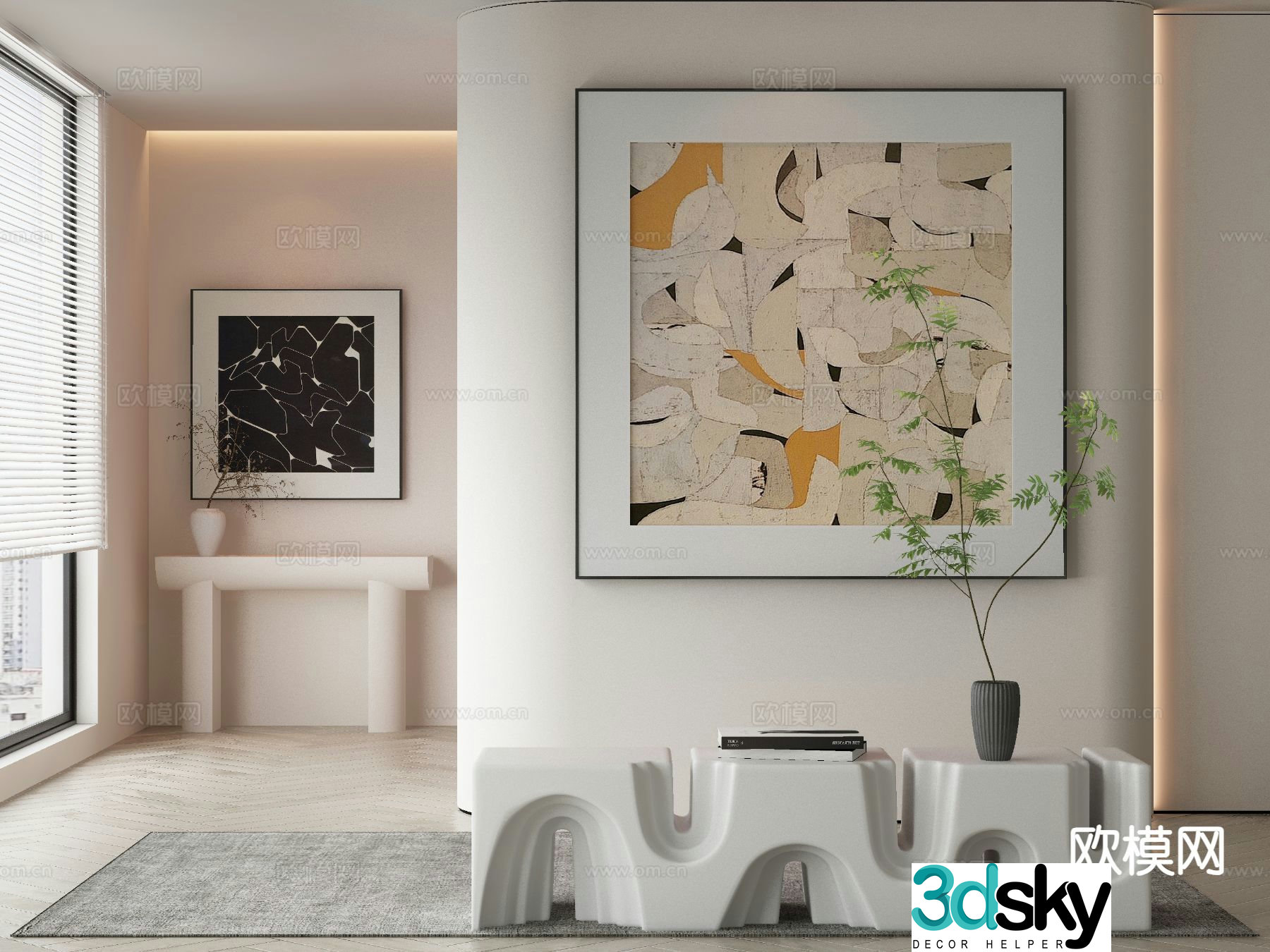 Modern decorative painting abstract painting 3d model