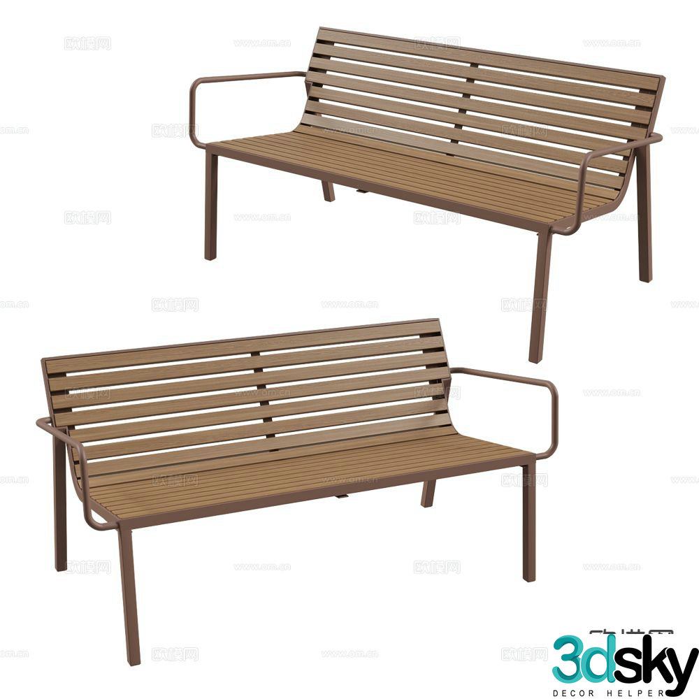 MmcitÃ© public chair bench park chair 3d model