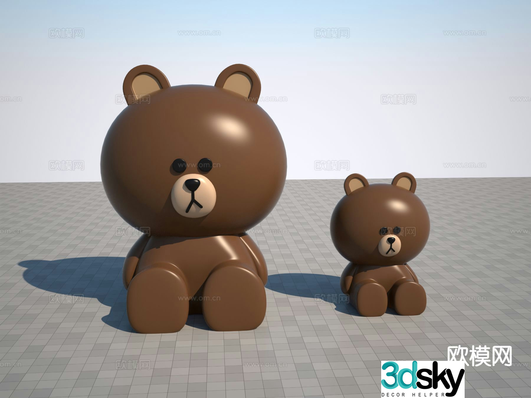 Modern grizzly bear sculpture 3d model