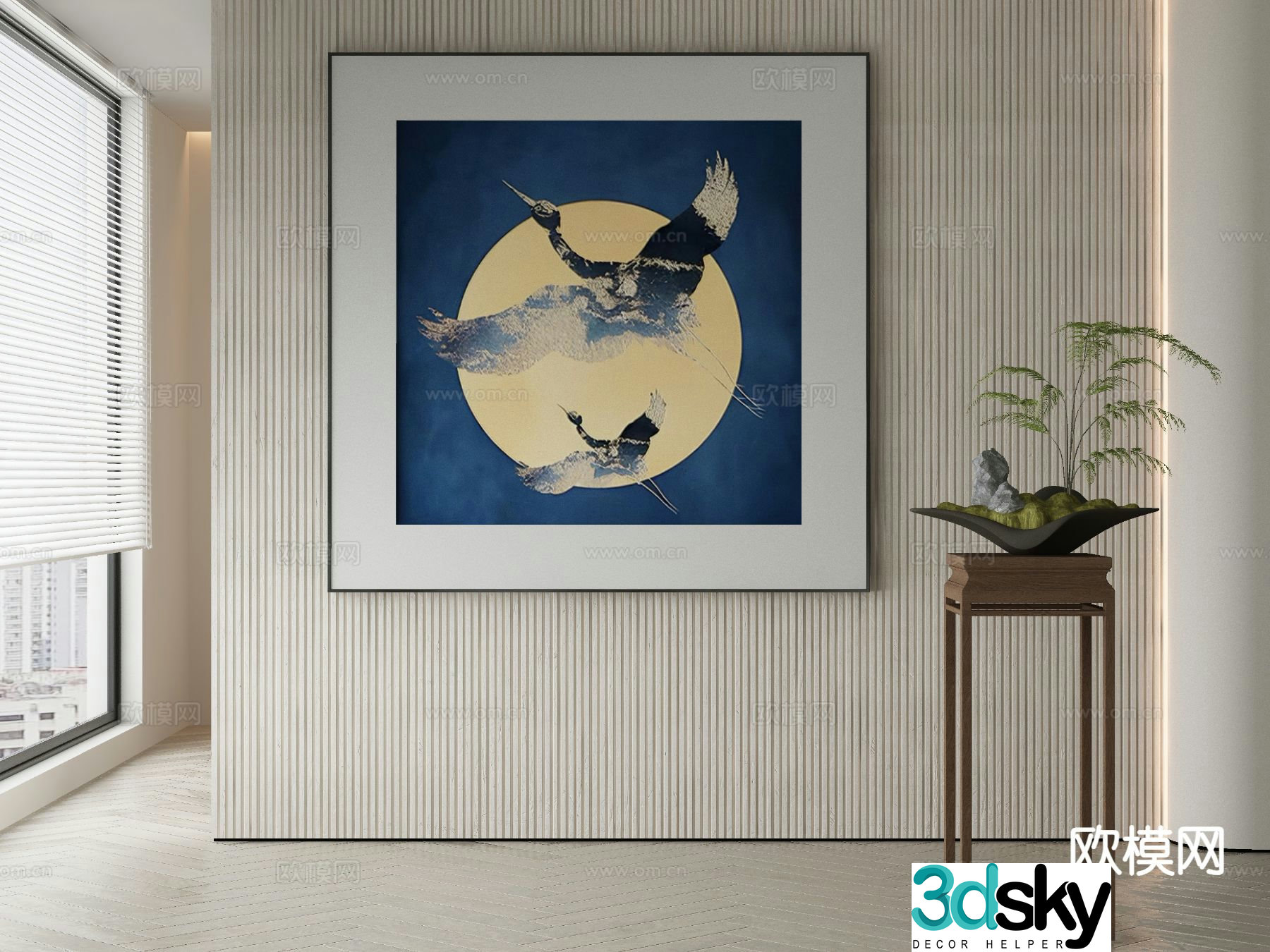 Chinese Zen painting decorative painting 3D model