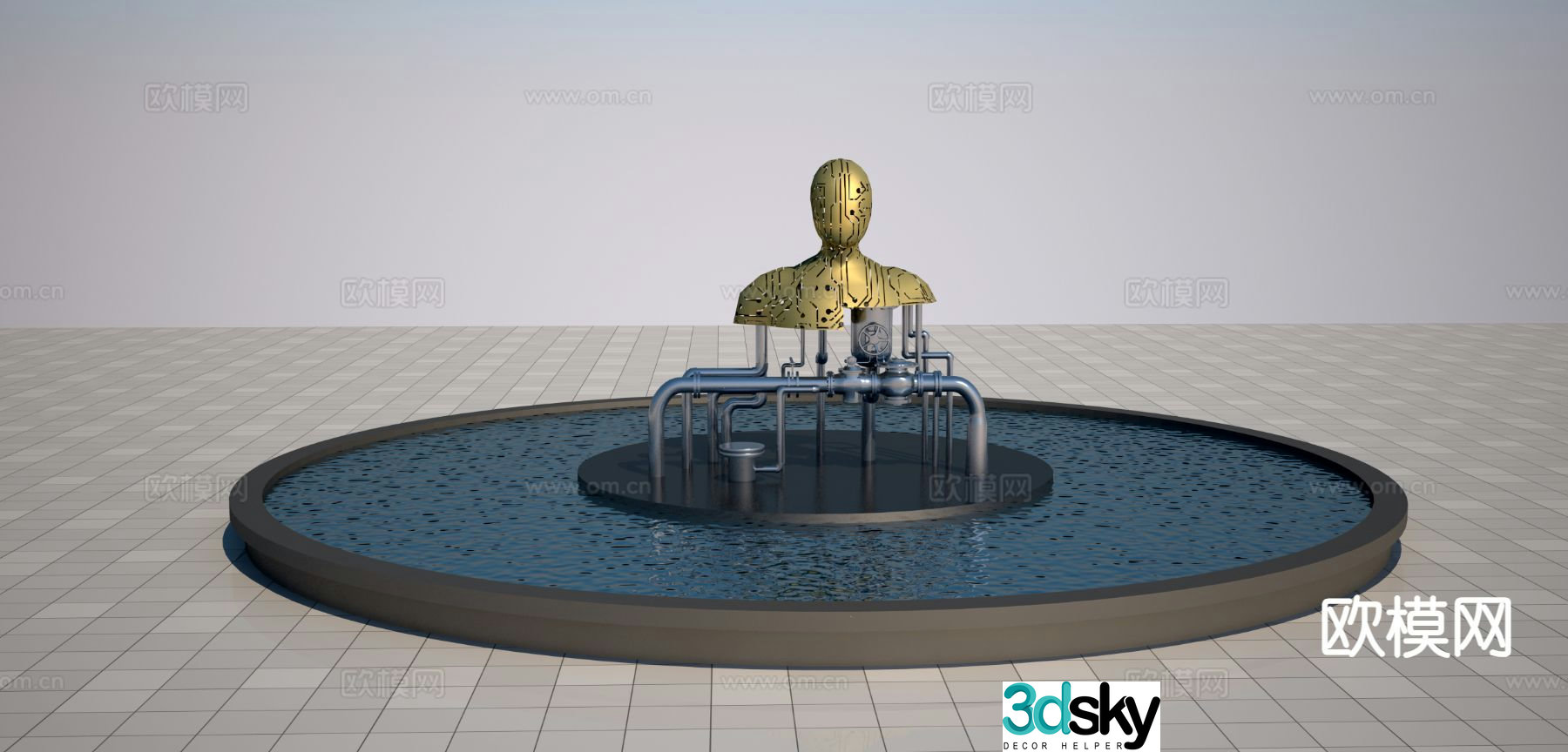 Tech robot sculpture 3d model