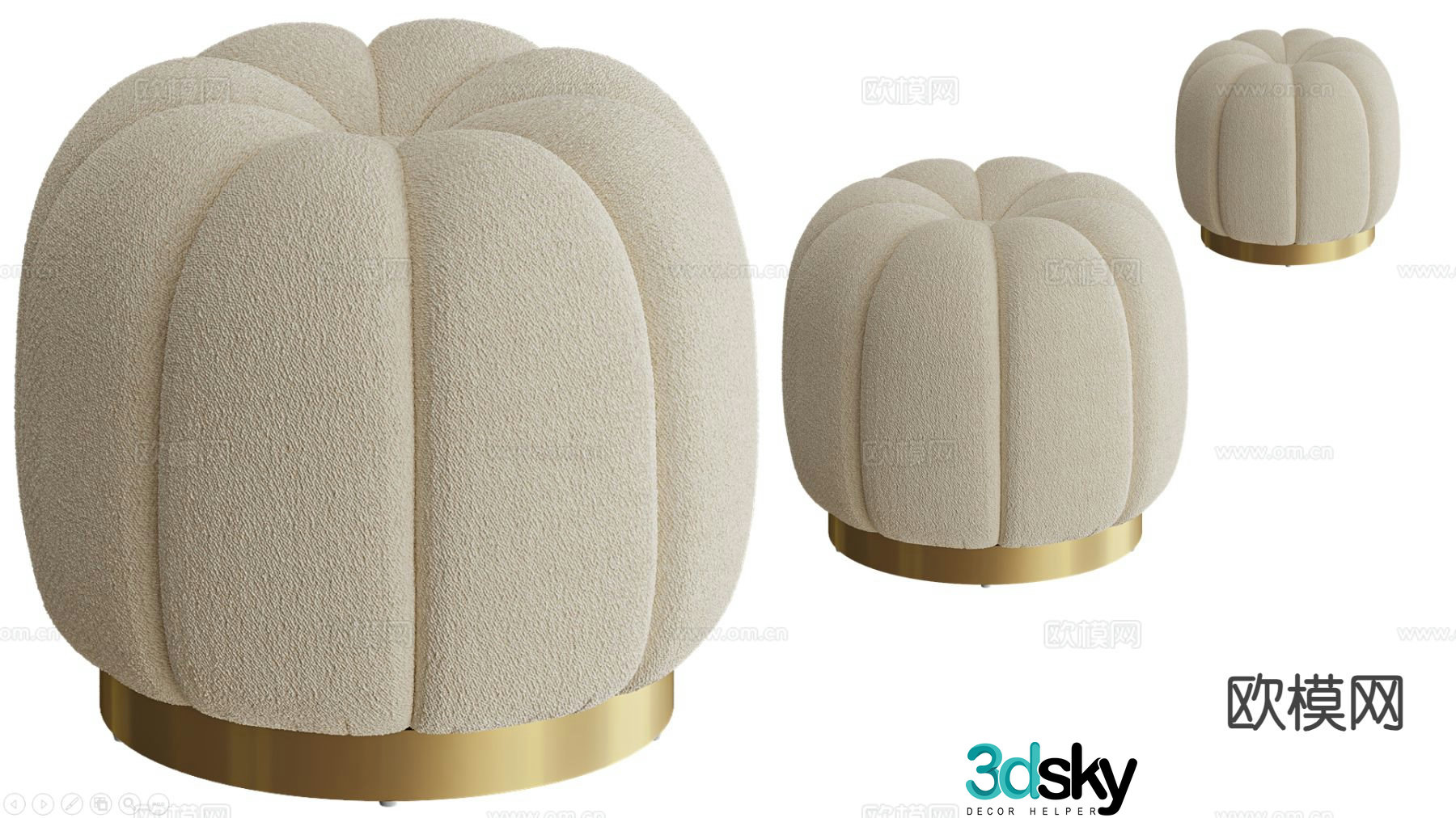 Stool Sofa Stool Round Stool Shoe Changing Stool 3D Model