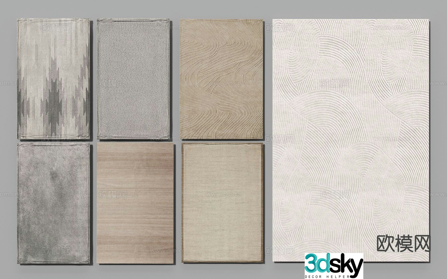 Modern carpet square rug 3d model