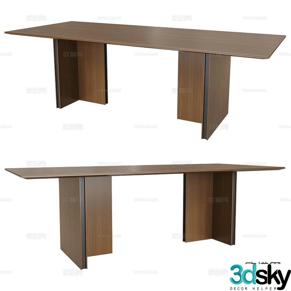 Punt log style dining table workbench desk 3d model