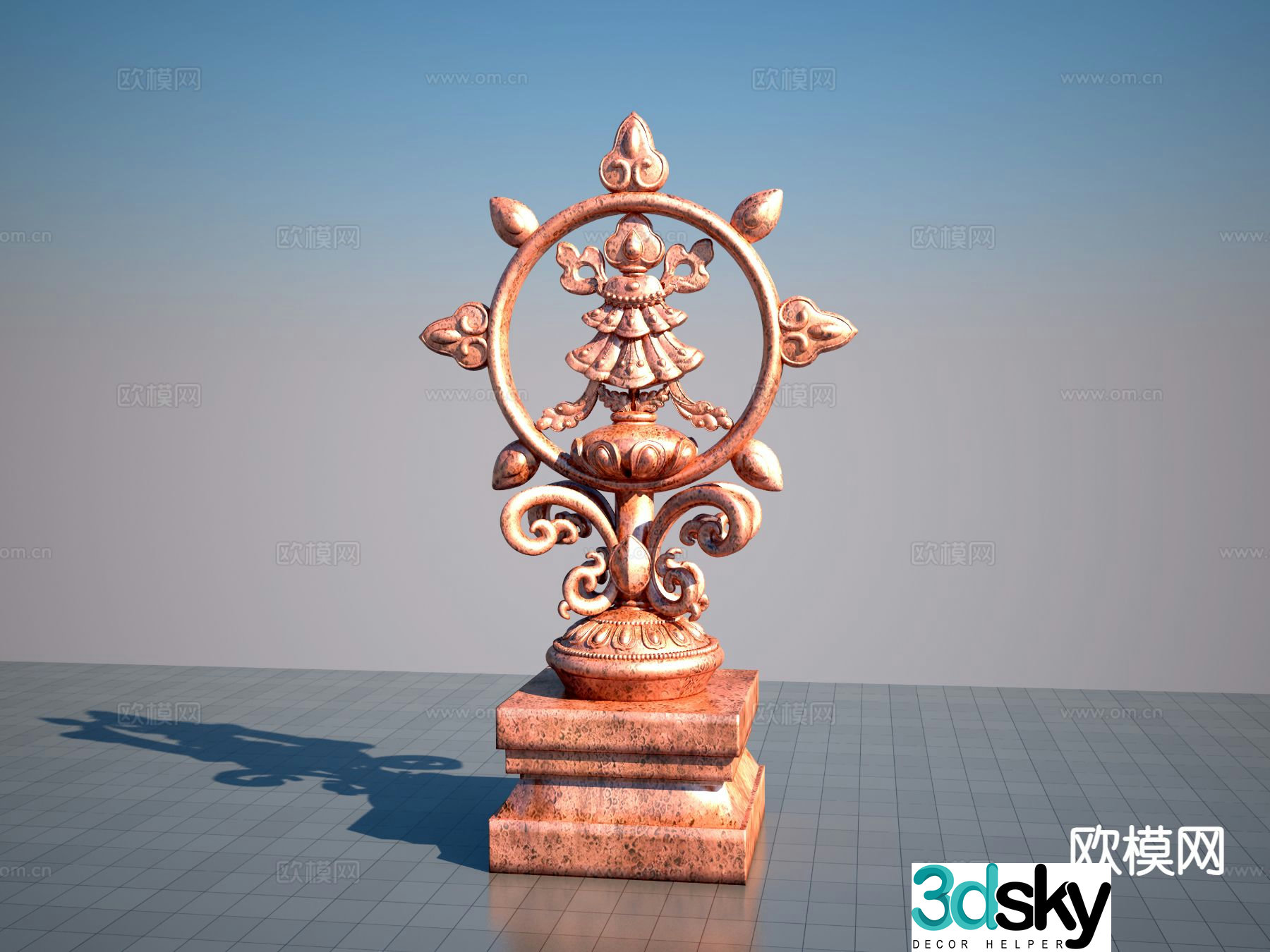 Auspicious Eight Treasures Sculpture 3D model