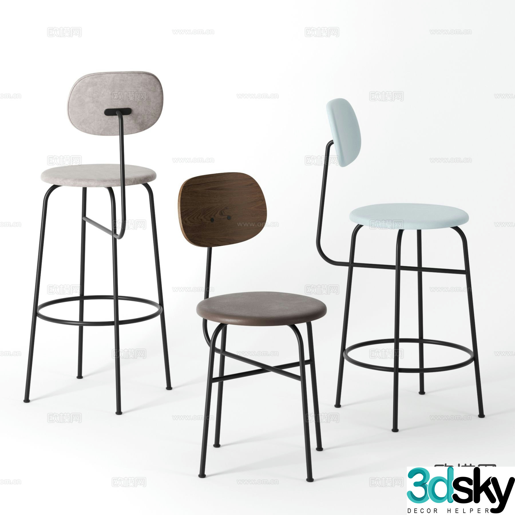 Modern bar stool bar stool high stool 3d model