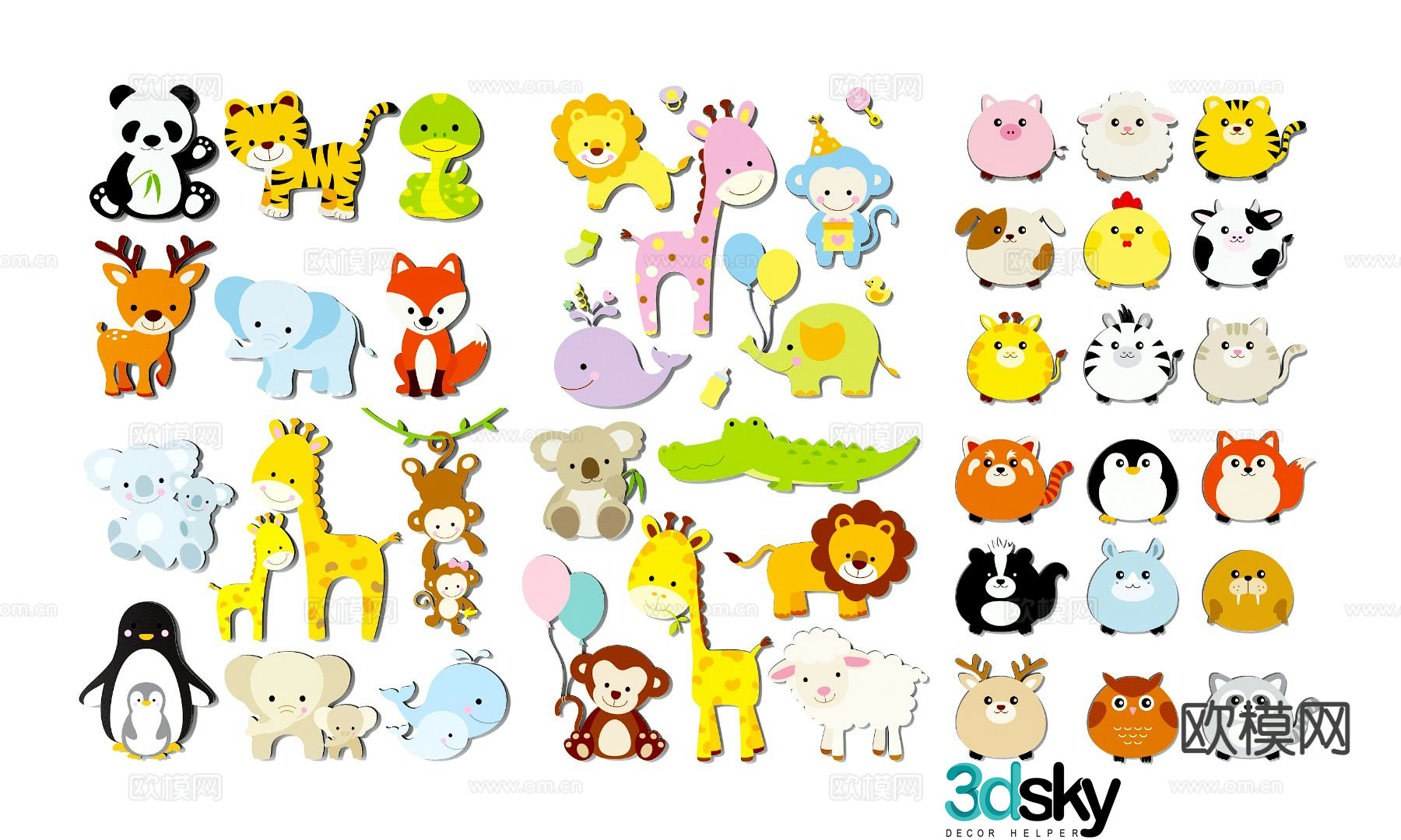 Cartoon silhouette animal magnet wall decoration 3d model