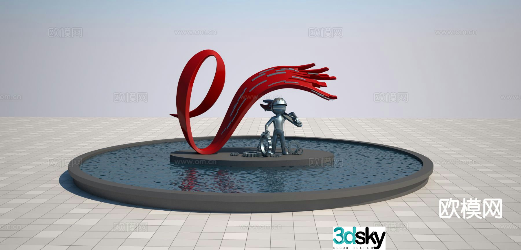 Modern internet sculpture 3d model