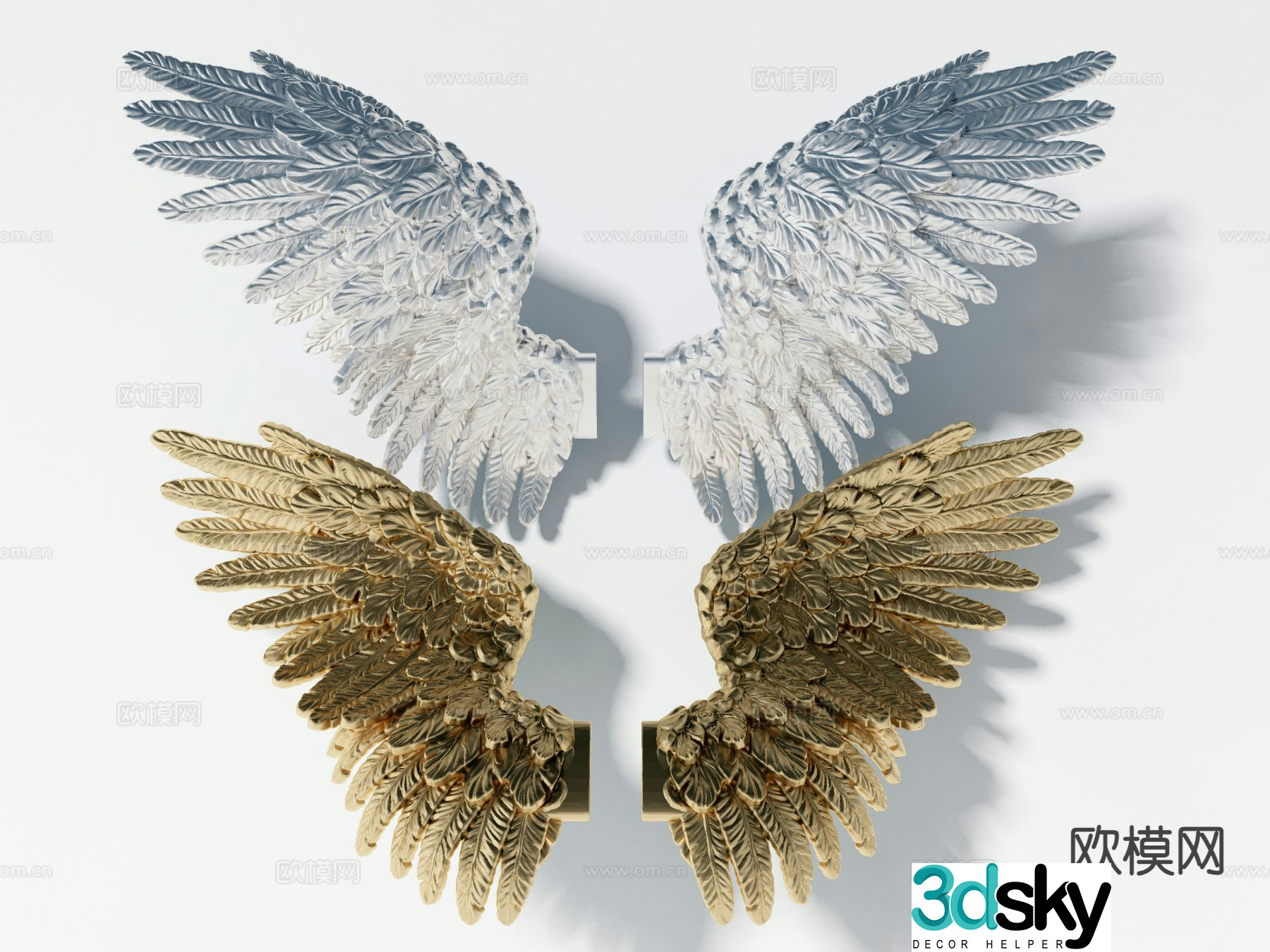 Light luxury wall lamp Wing wall lamp 3D model