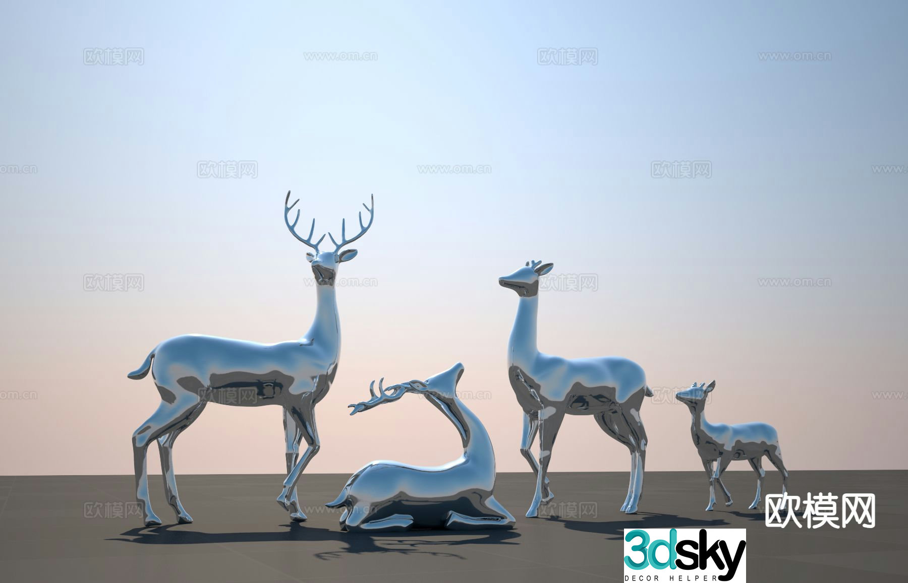Modern deer sculpture 3d model