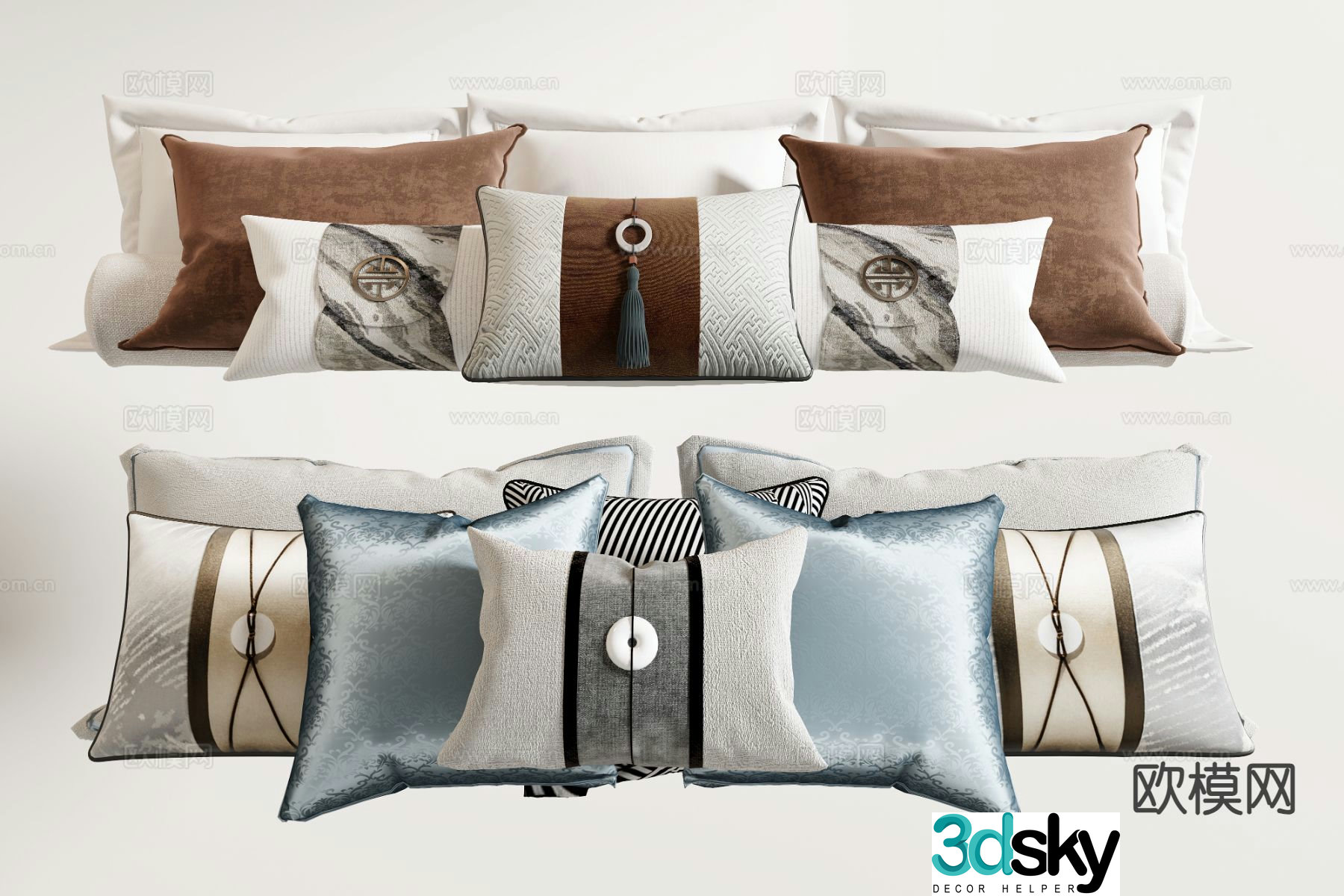New Chinese style pillow pillow 3d model