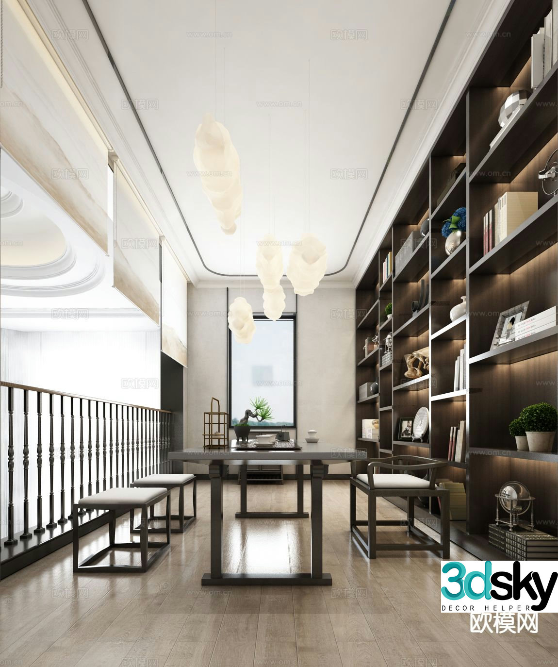 Modern study room 3d model