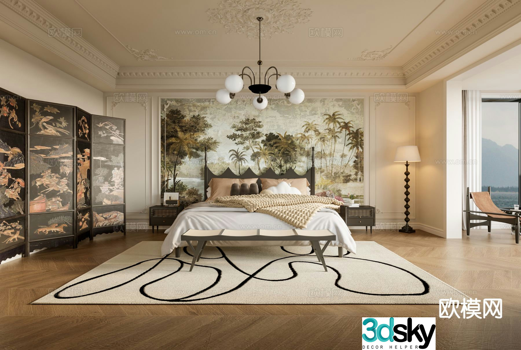 French bedroom master bedroom 3d model