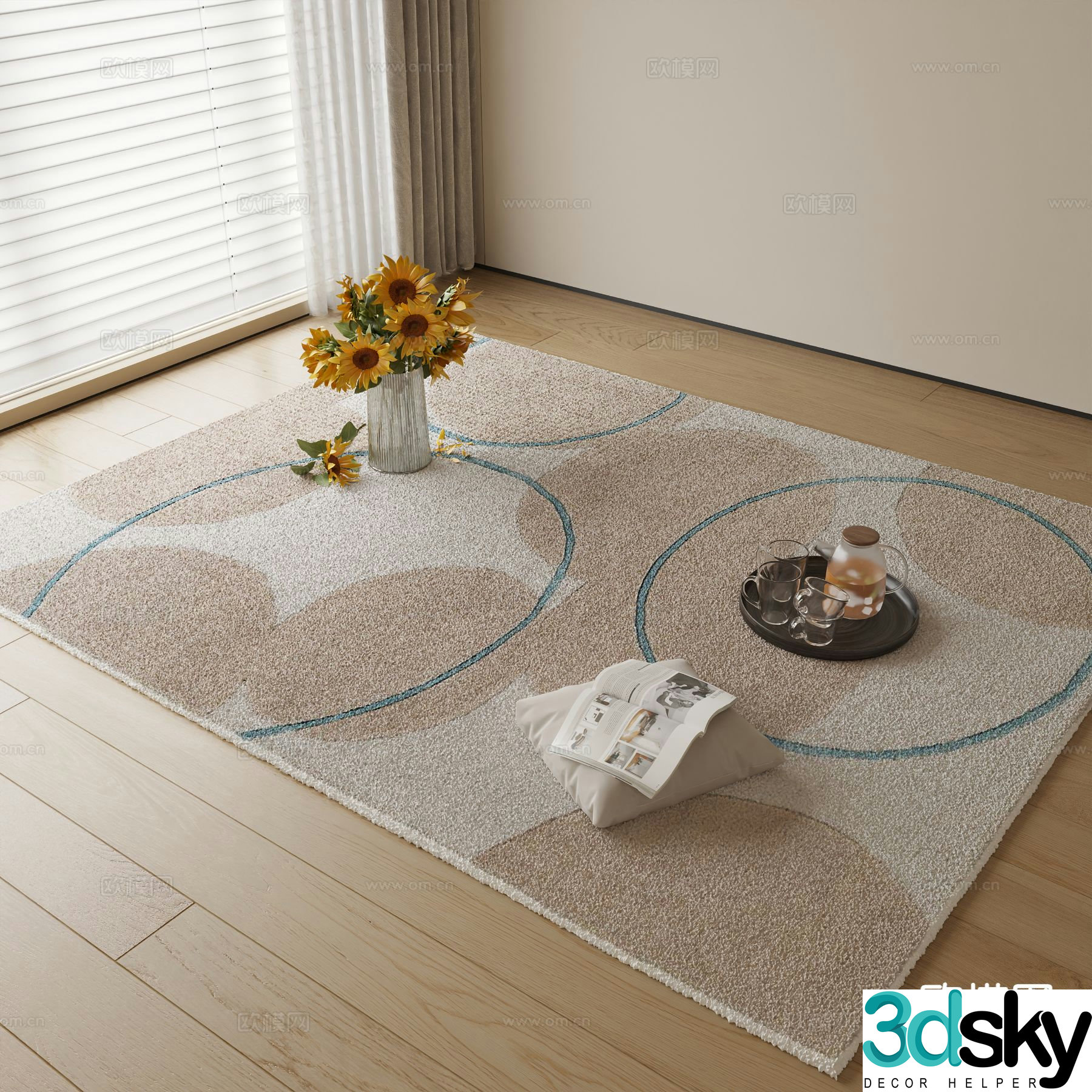 Modern polka dot carpet 3d model