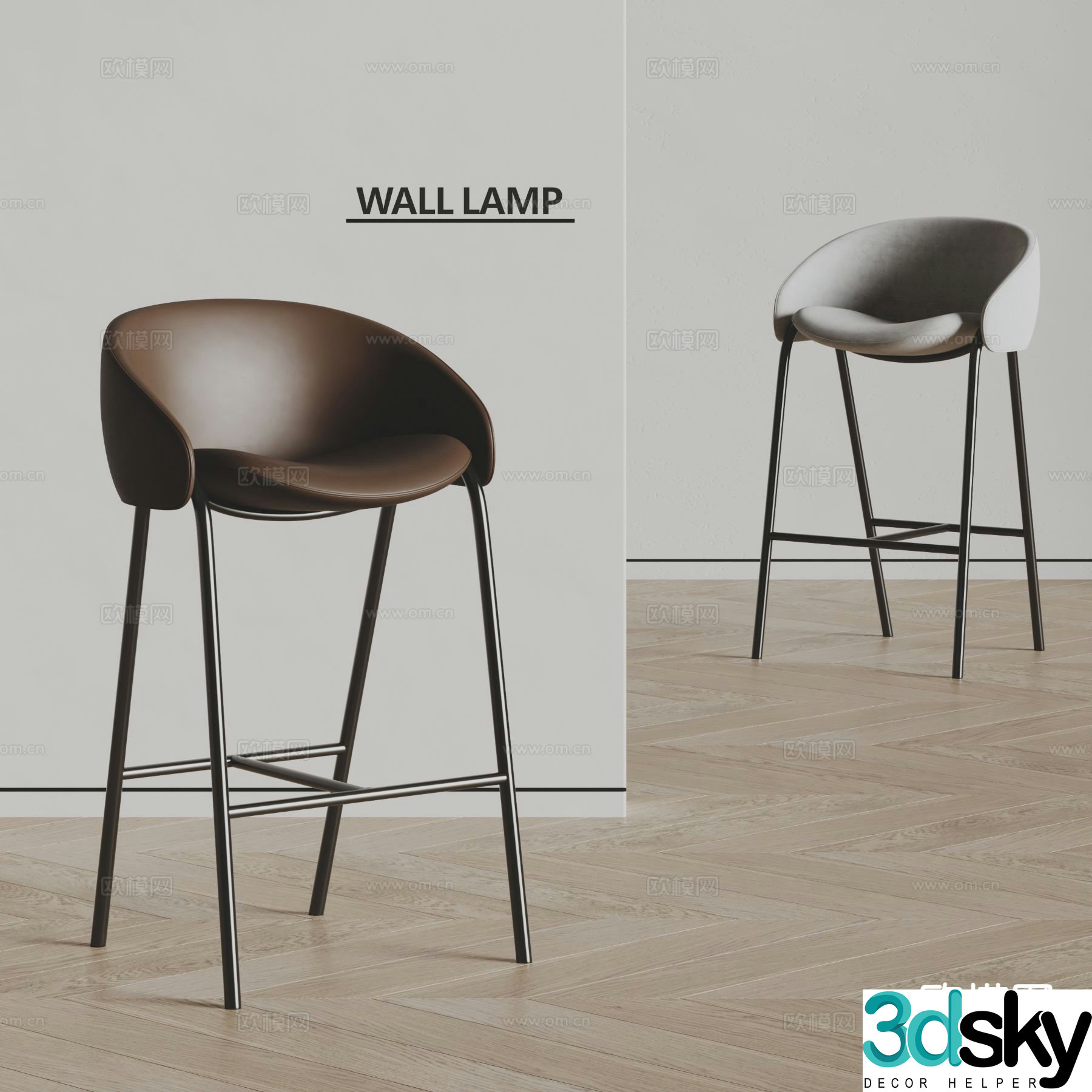 Wall Lamp Italian Bar Stool Leather Bar Stool Bar Stool 3D Model