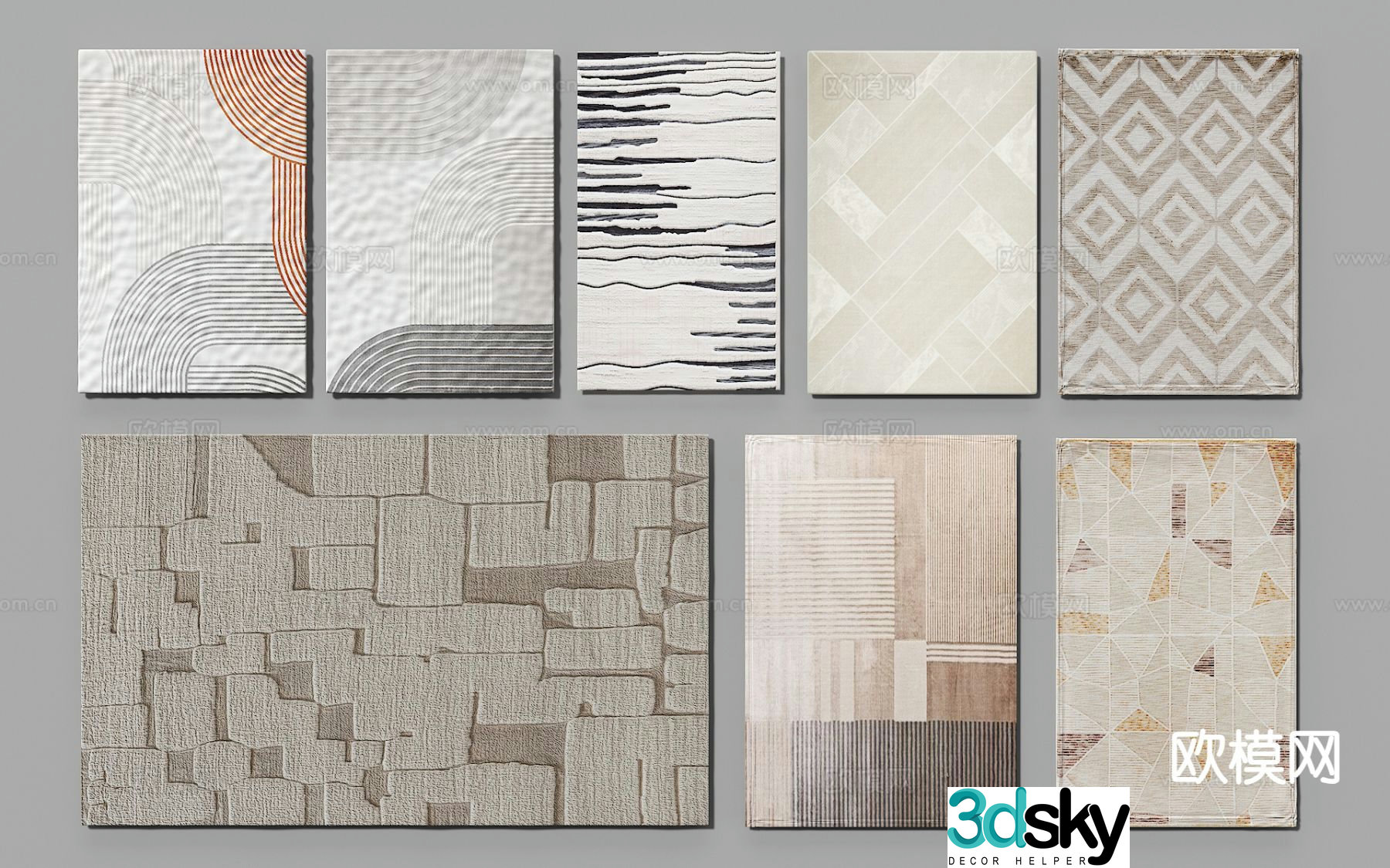 Modern carpet square rug 3d model