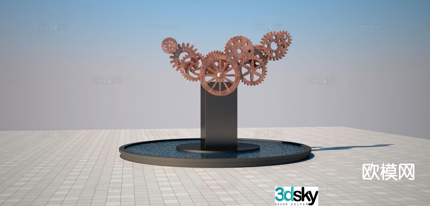 wheel sculpture gear sculpture 3d model
