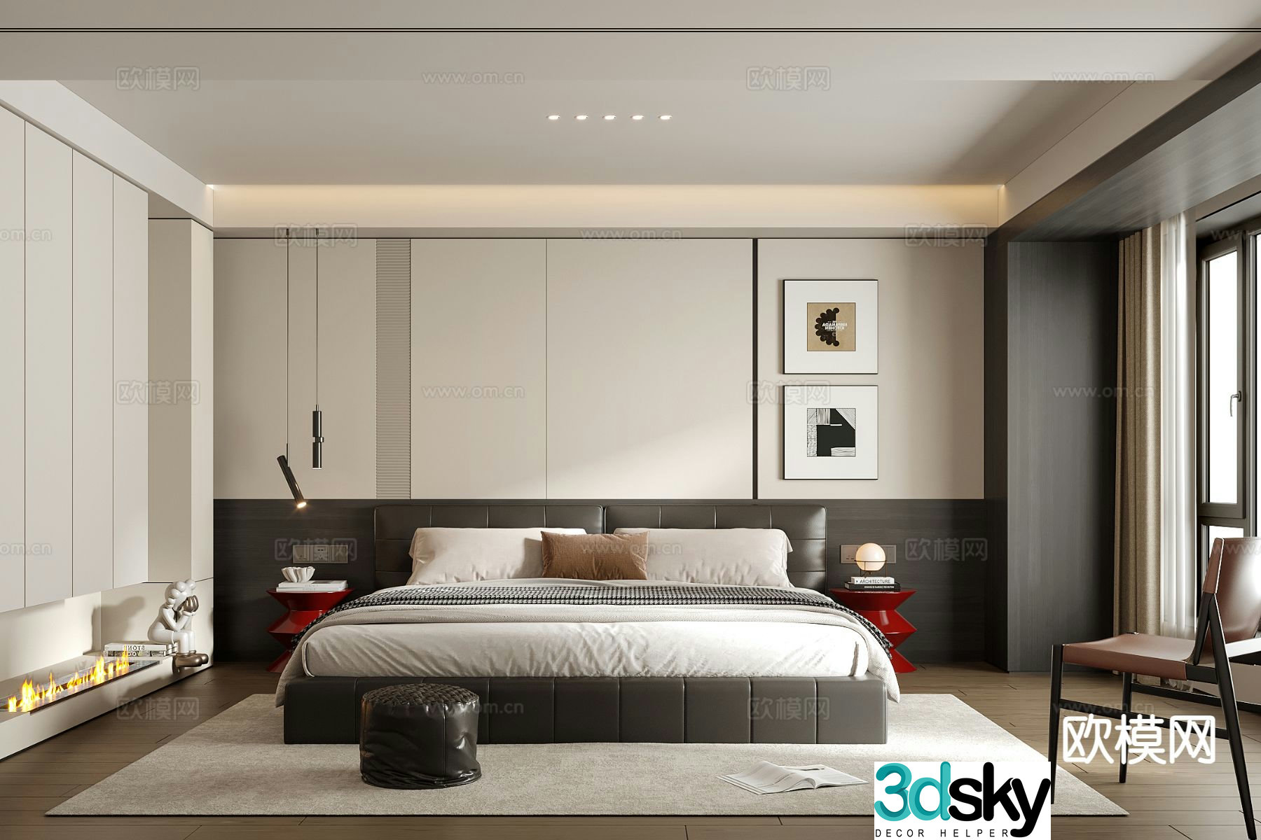 Modern bedroom master bedroom 3d model