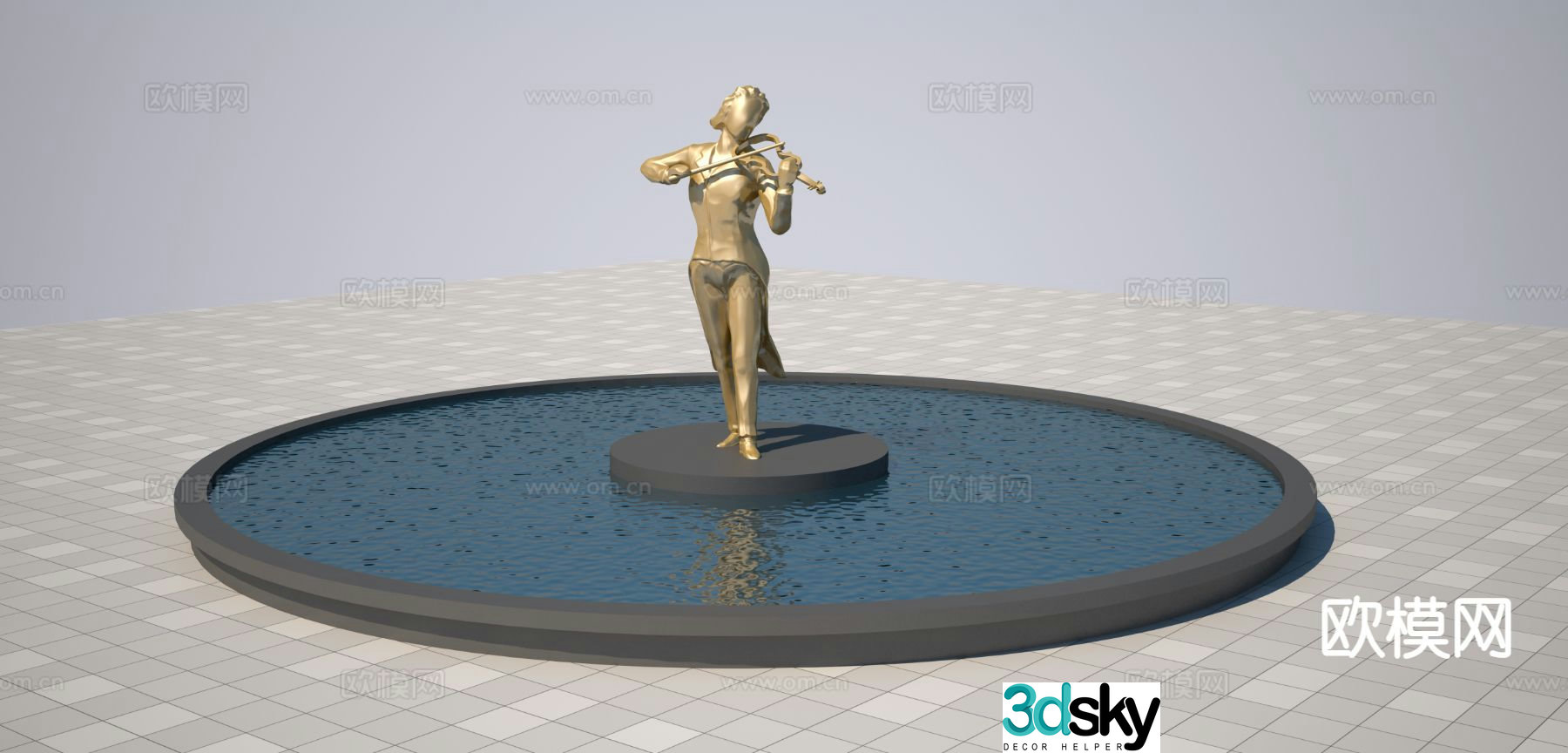Playing violin sculpture urban sculpture 3d model