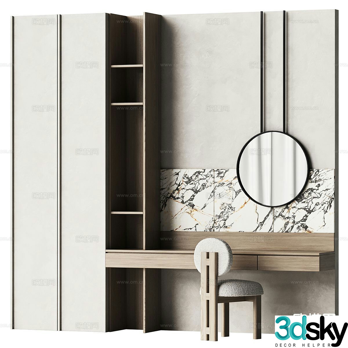 Italian dressing table integrated dressing table 3d model