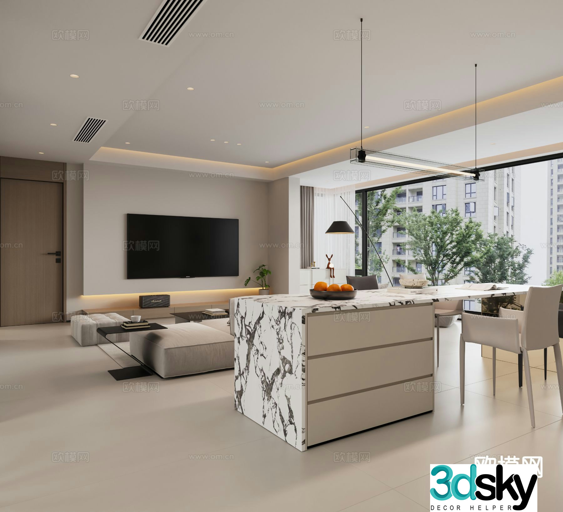 Modern guest restaurant 3d model